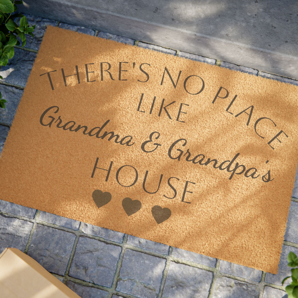 Doormat — "There's No Place Like Grandma & Grandpa's House" Personalized Welcome Mat