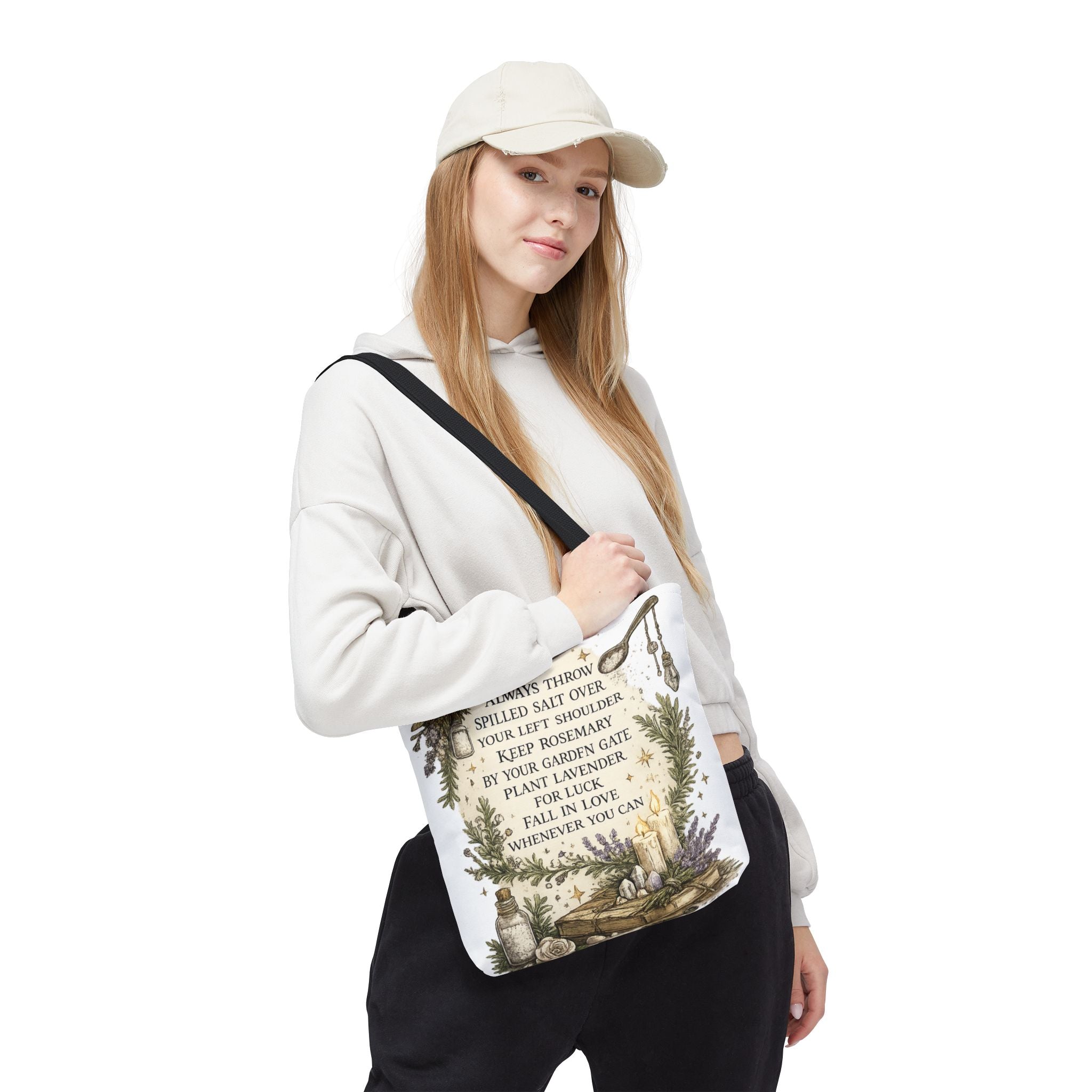 Witchy Spell Tote Bag — Botanical Herbs & Good Luck Charm Shopper