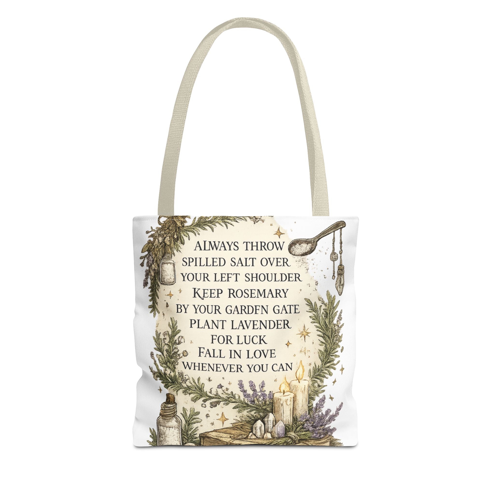 Witchy Spell Tote Bag — Botanical Herbs & Good Luck Charm Shopper