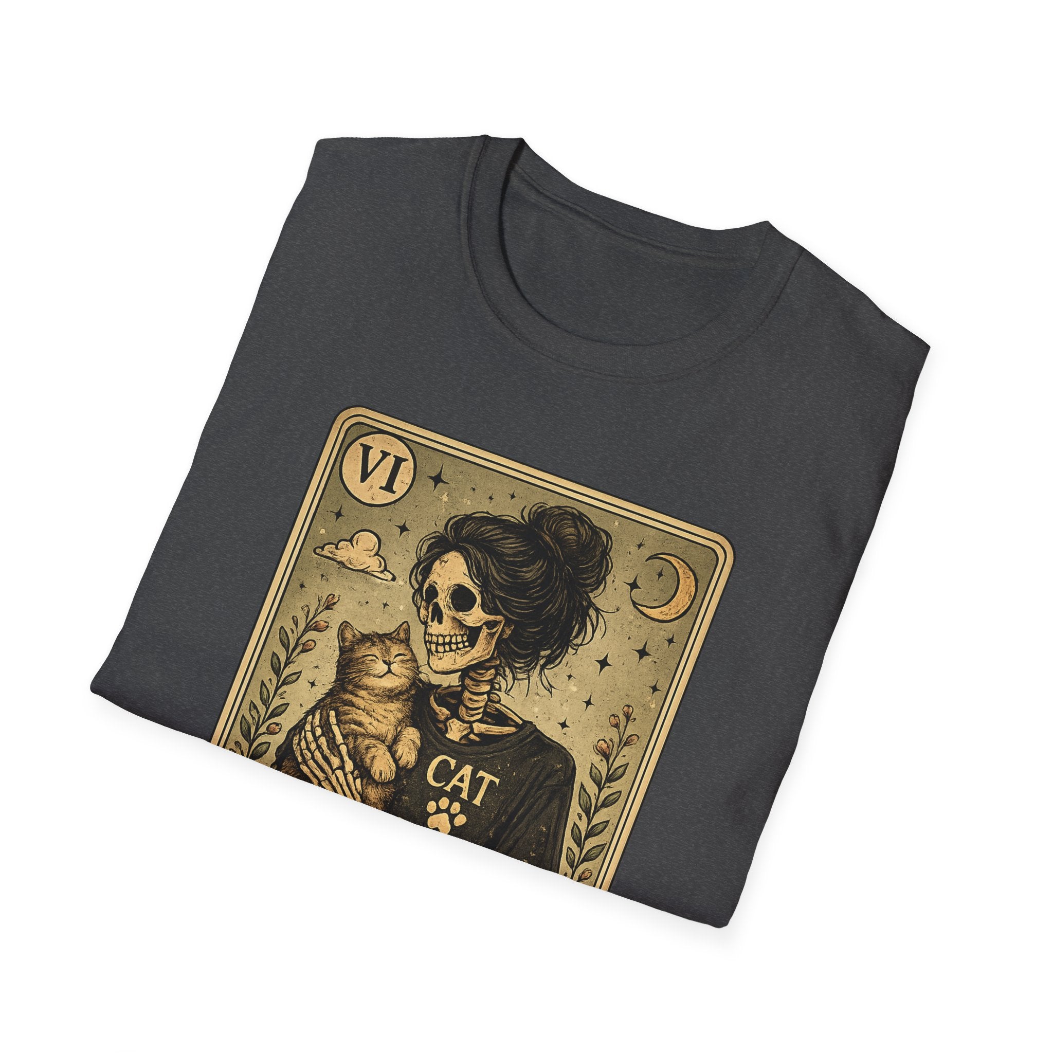 Cat Mom Tarot T‑Shirt — Gothic Skeleton Cat Mom Graphic Tee