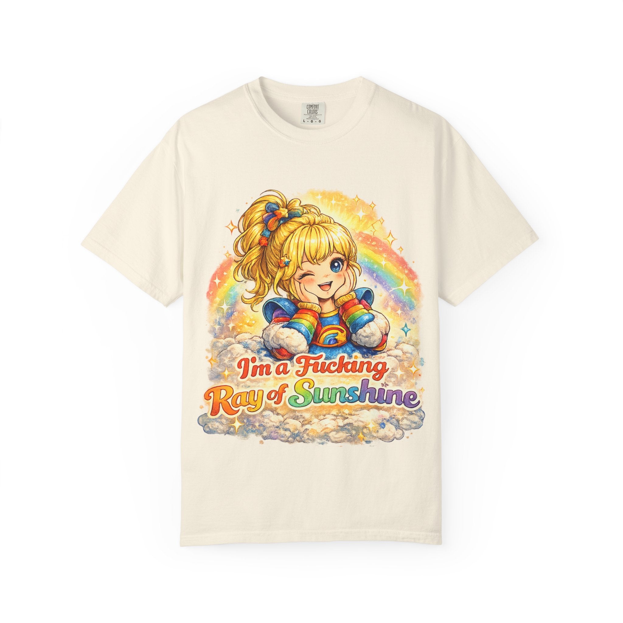 Graphic T-Shirt — “I’m a Fucking Ray of Sunshine” Retro Rainbow Cute Girl Tee