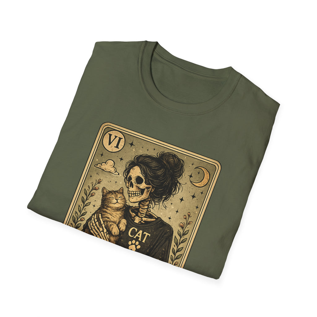 Cat Mom Tarot T‑Shirt — Gothic Skeleton Cat Mom Graphic Tee