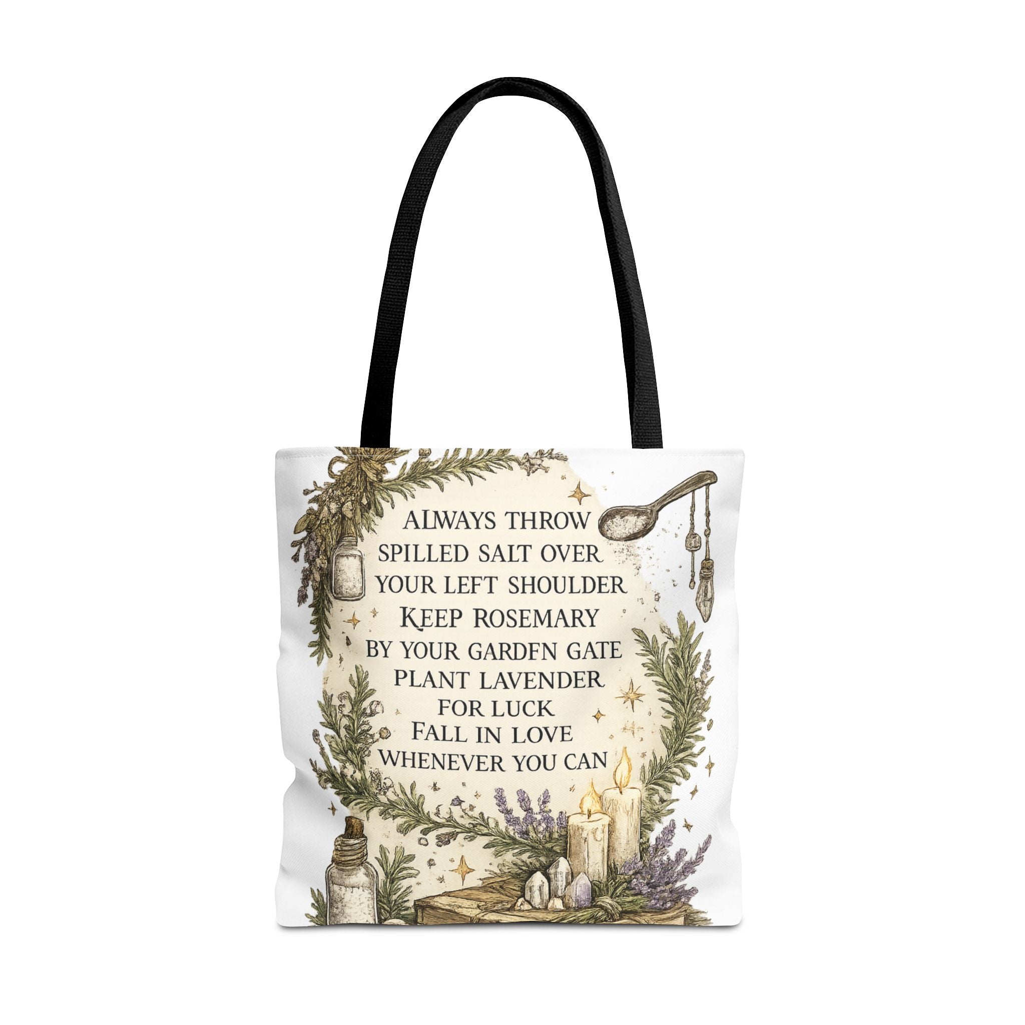 Witchy Spell Tote Bag — Botanical Herbs & Good Luck Charm Shopper