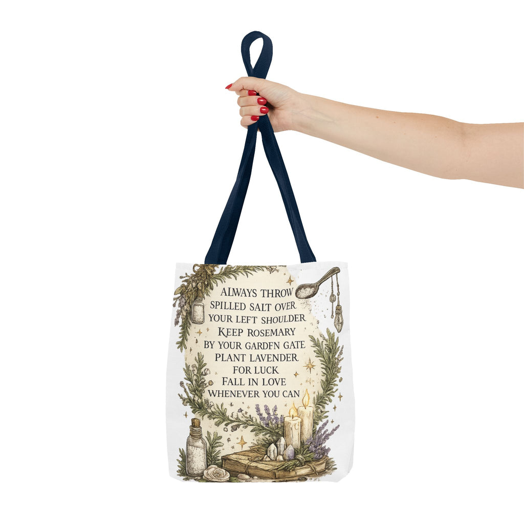 Witchy Spell Tote Bag — Botanical Herbs & Good Luck Charm Shopper