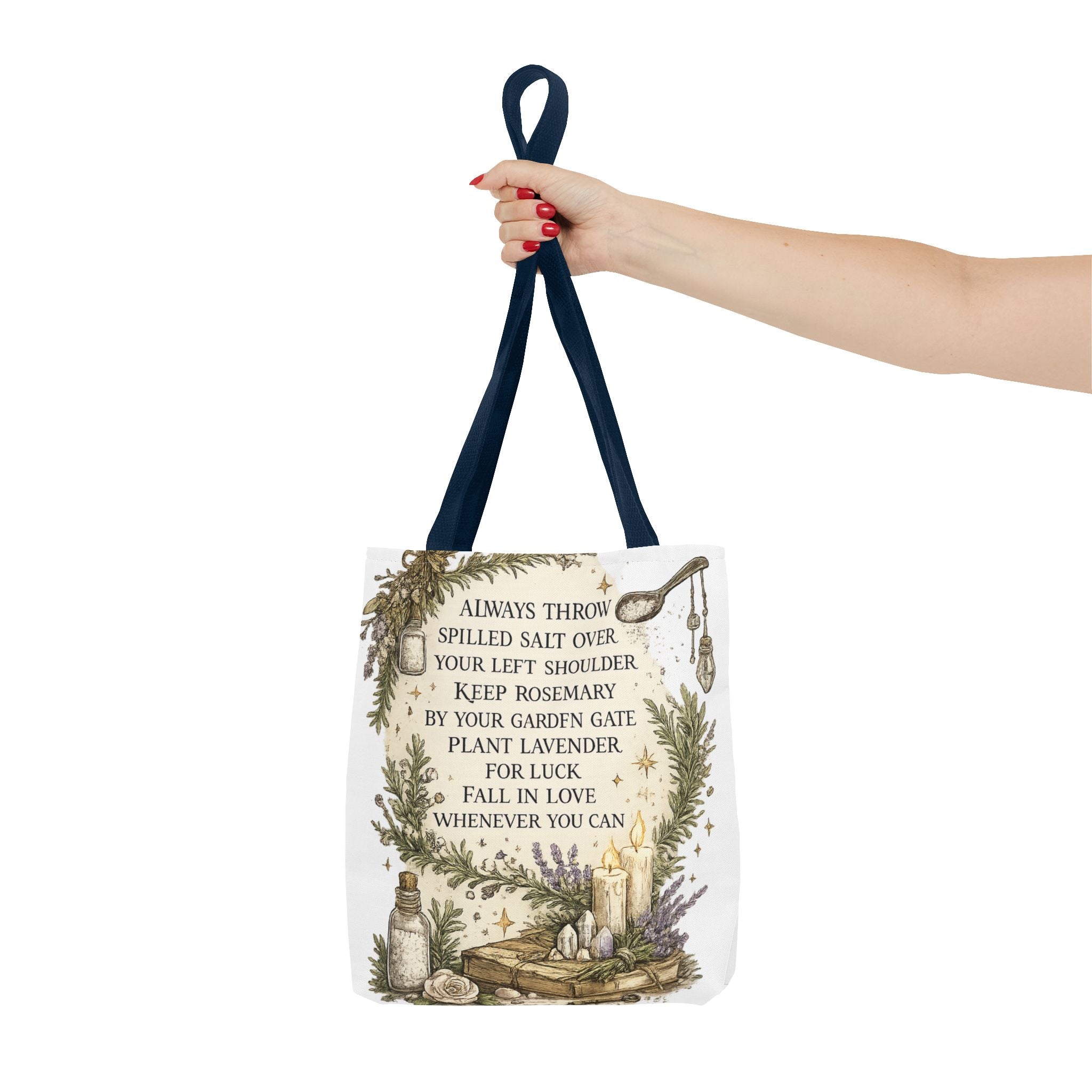 Witchy Spell Tote Bag — Botanical Herbs & Good Luck Charm Shopper