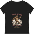 Women's V-Neck Tee — "First of All I'm a Delight" Bigfoot Graphic