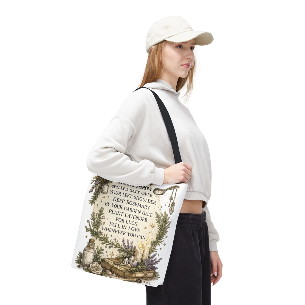 Witchy Spell Tote Bag — Botanical Herbs & Good Luck Charm Shopper