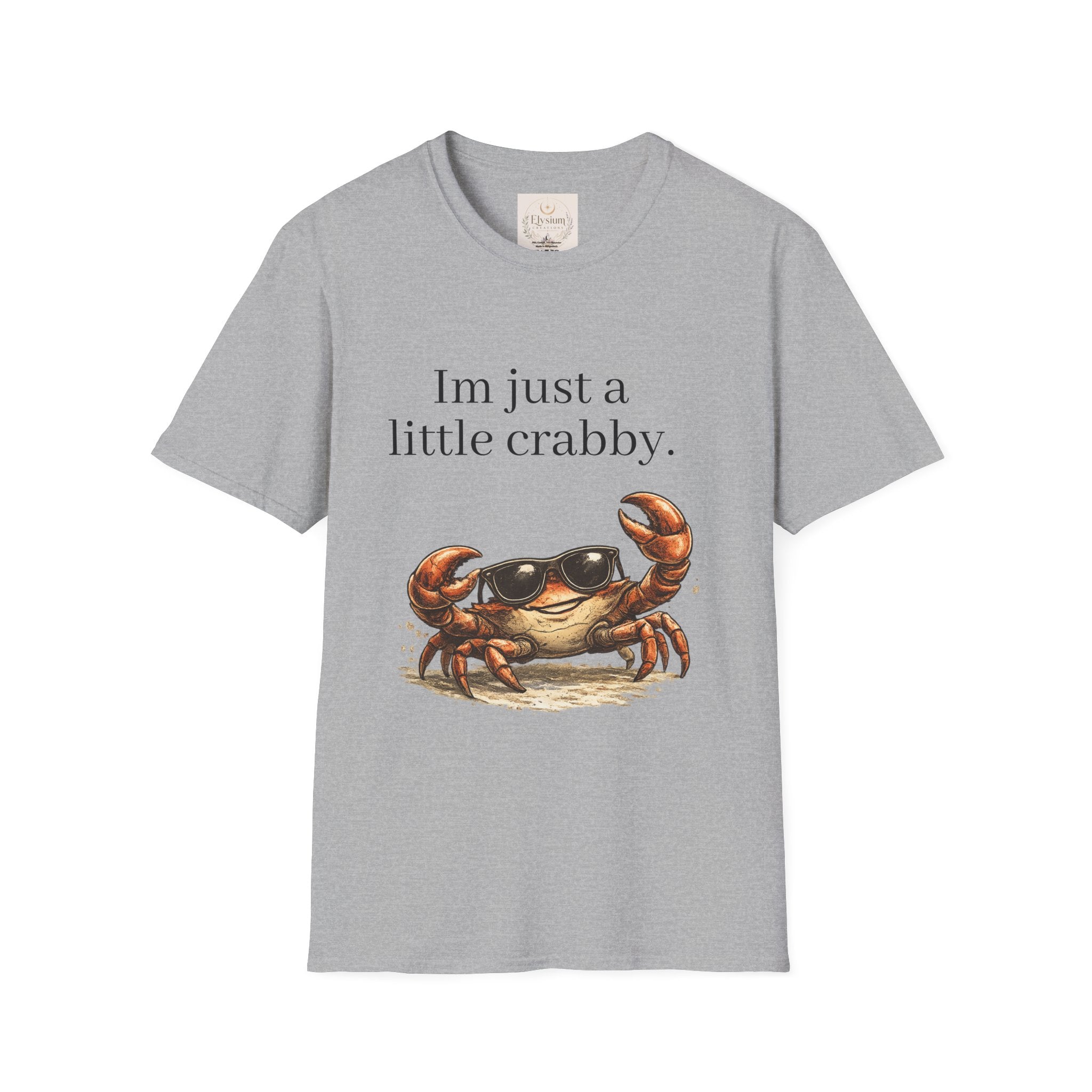 Crabby Sunglasses Tee — "I'm Just a Little Crabby" Casual Graphic T-Shirt