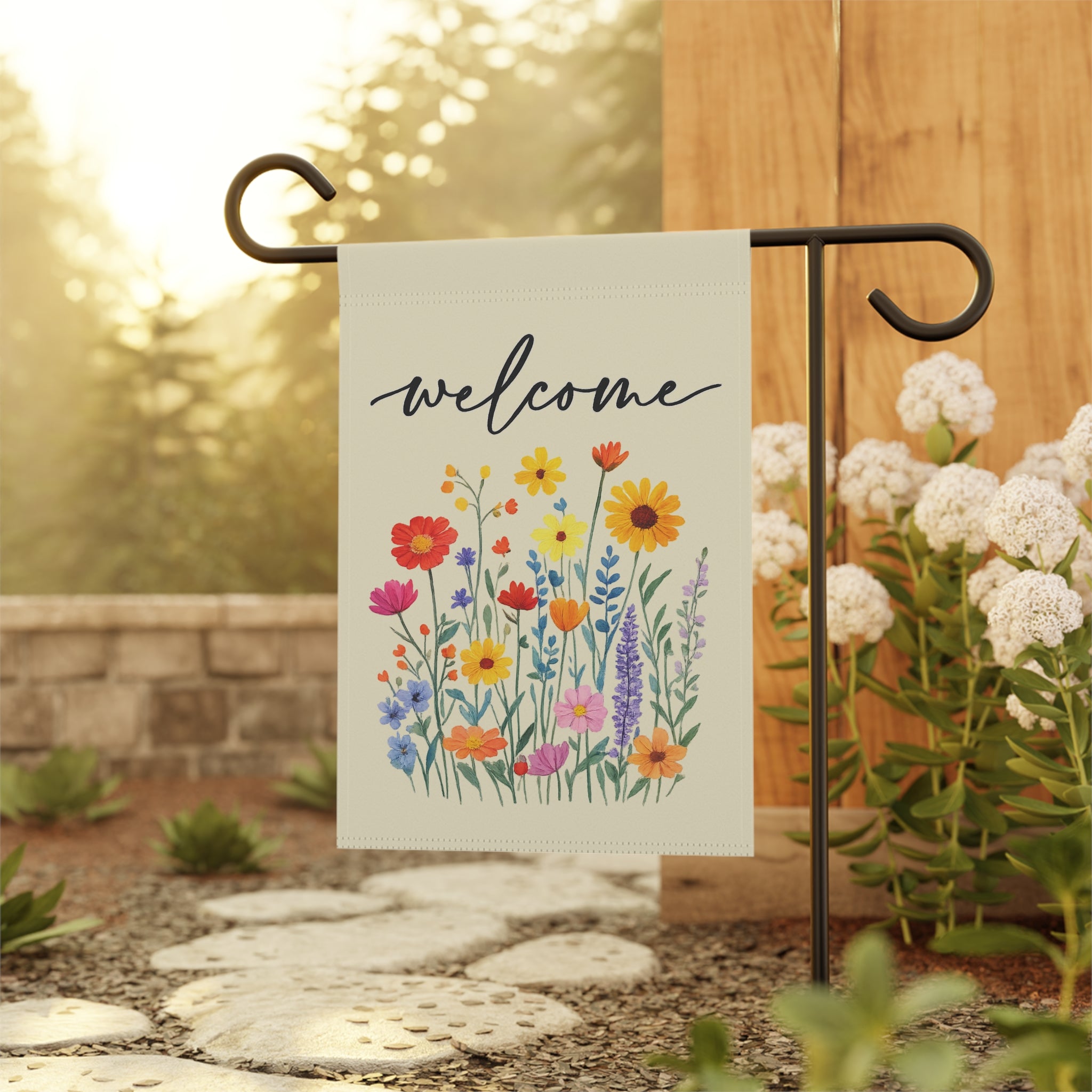 Welcome Floral Garden Flag — Decorative Outdoor Welcome Banner