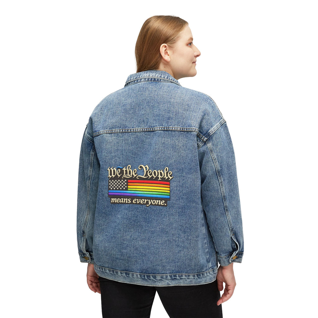 Denim Jacket — “We the People Means Everyone” Rainbow Flag Patch