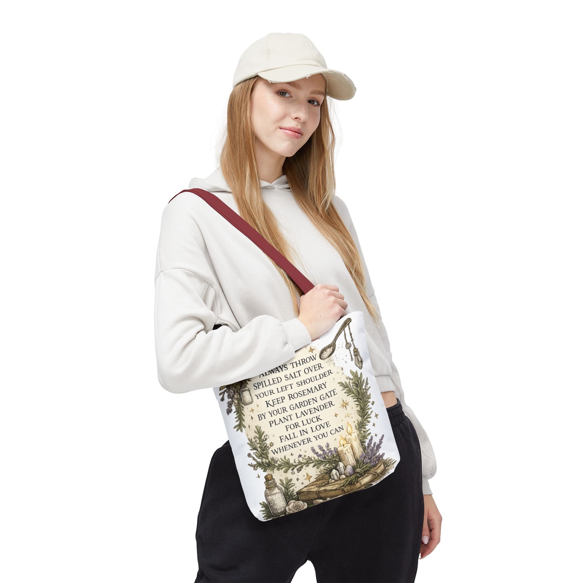 Witchy Spell Tote Bag — Botanical Herbs & Good Luck Charm Shopper