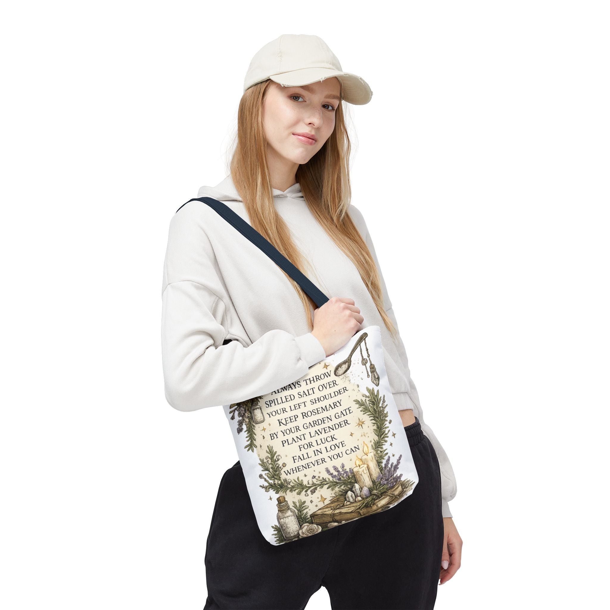 Witchy Spell Tote Bag — Botanical Herbs & Good Luck Charm Shopper