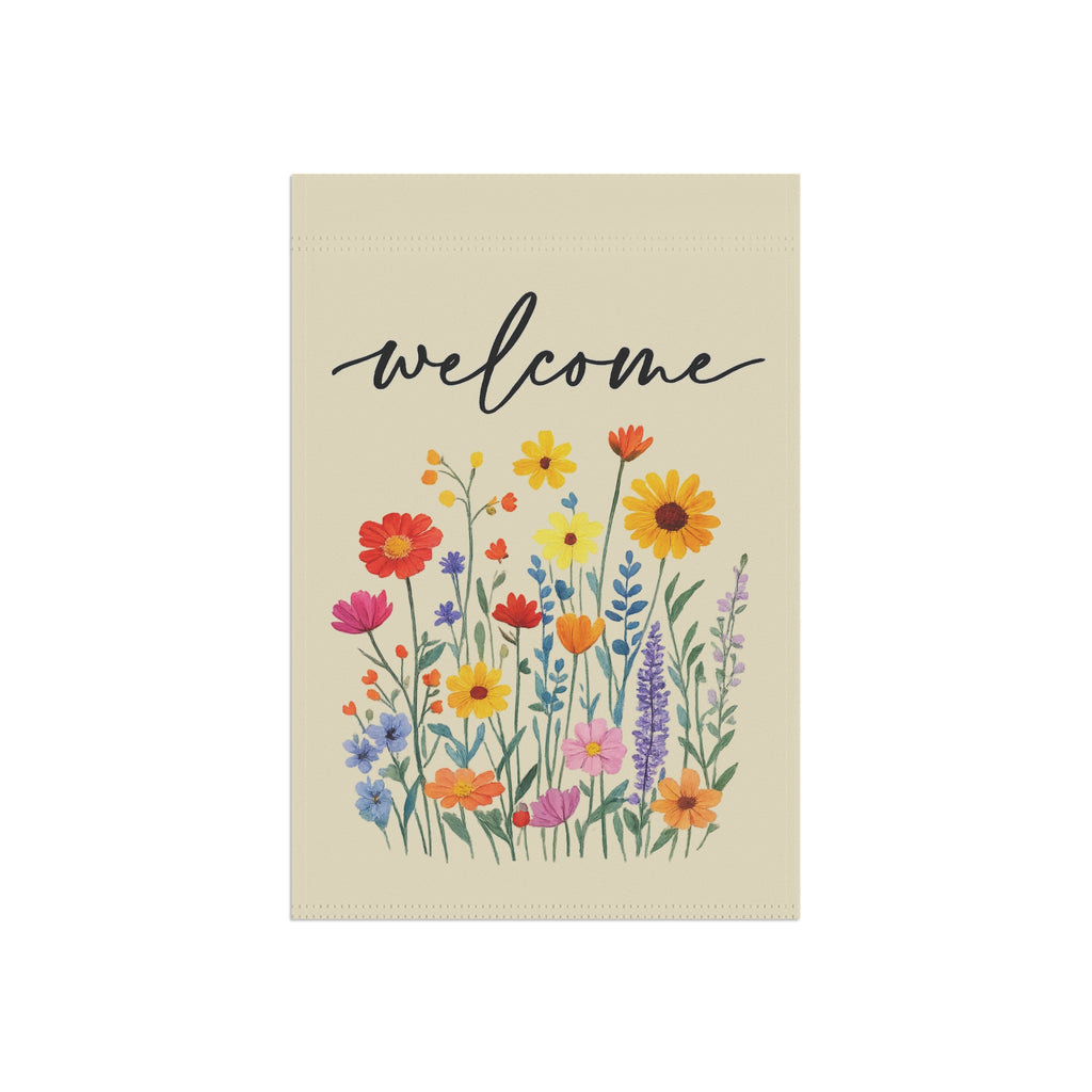 Welcome Floral Garden Flag — Decorative Outdoor Welcome Banner