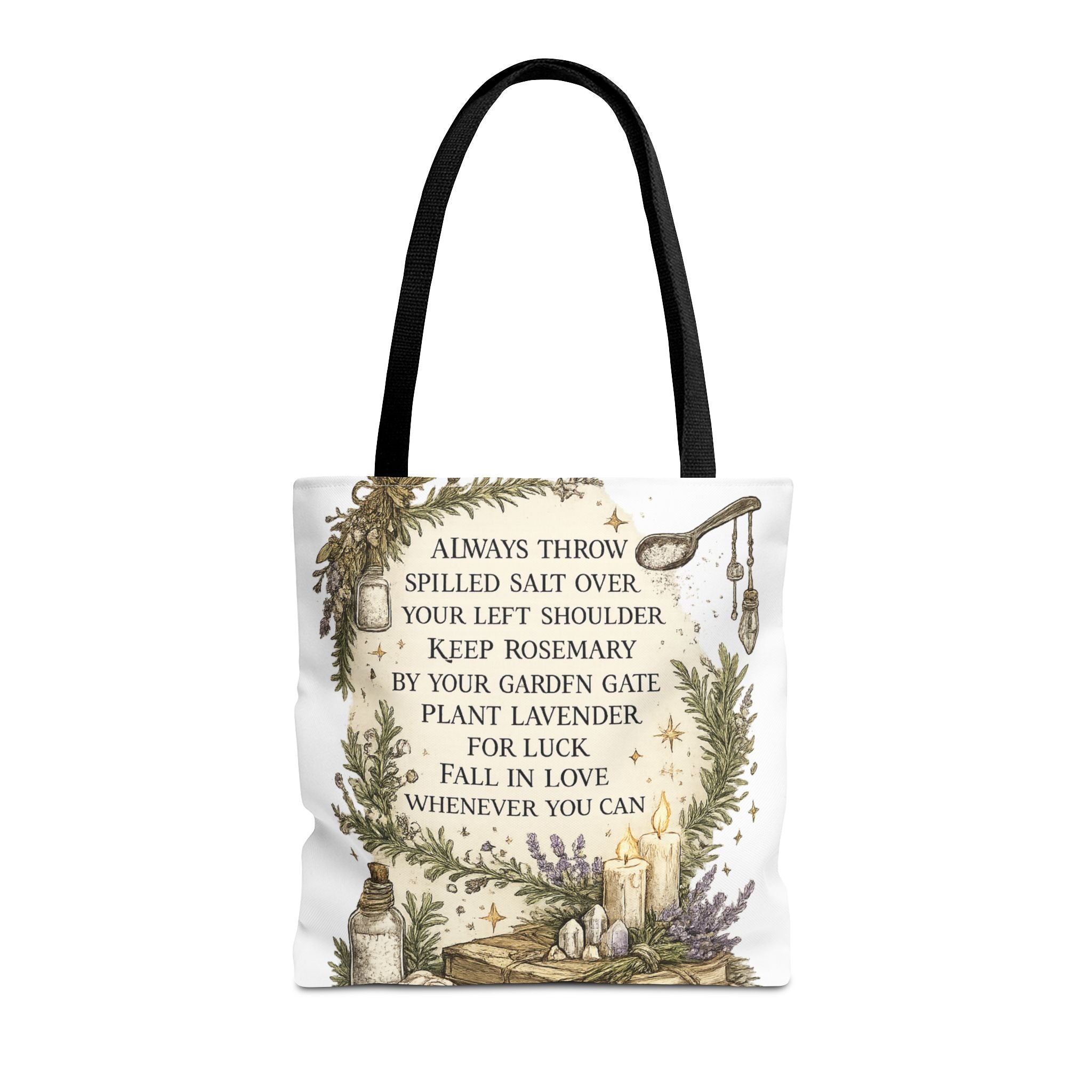 Witchy Spell Tote Bag — Botanical Herbs & Good Luck Charm Shopper