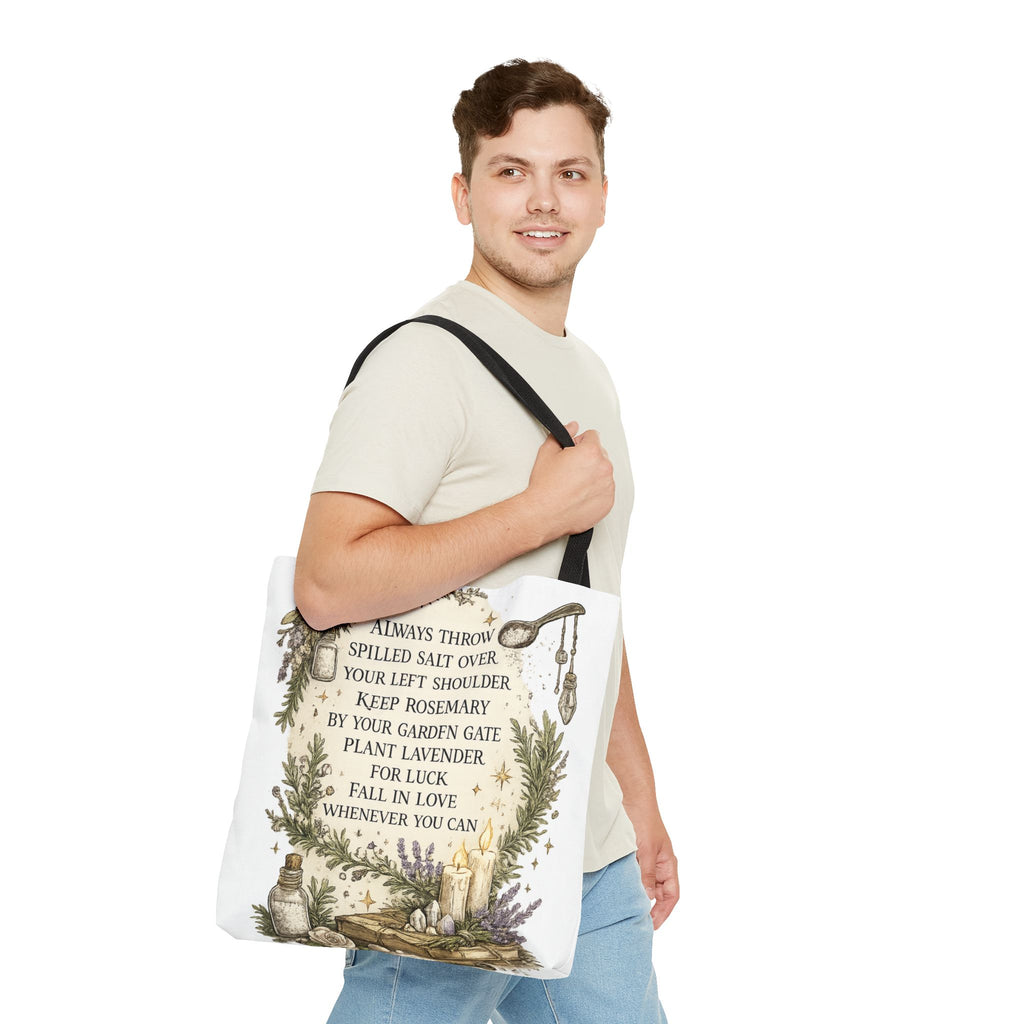 Witchy Spell Tote Bag — Botanical Herbs & Good Luck Charm Shopper