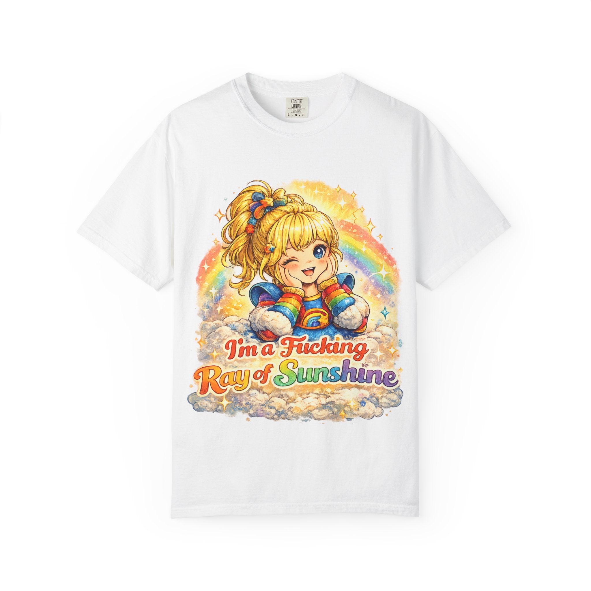 Graphic T-Shirt — “I’m a Fucking Ray of Sunshine” Retro Rainbow Cute Girl Tee
