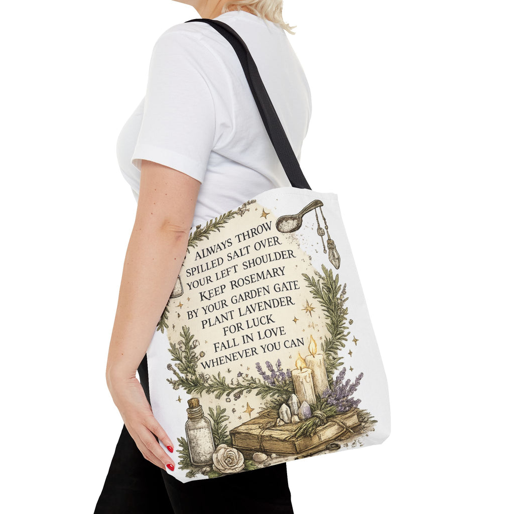 Witchy Spell Tote Bag — Botanical Herbs & Good Luck Charm Shopper