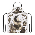 Mystic Witch Kitchen Apron — Crescent Moon, Cauldron & Cat Baking Apron
