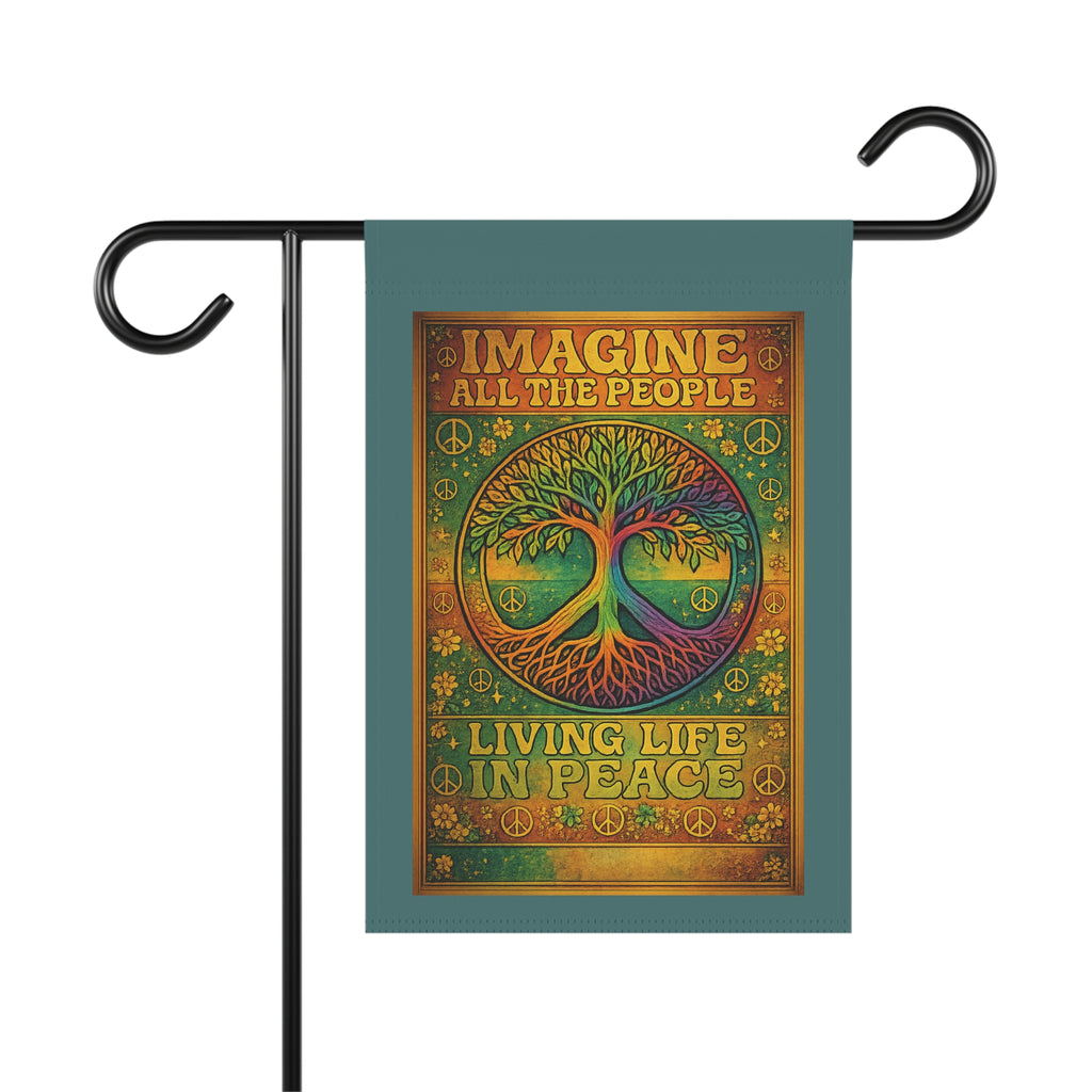 Imagine All The People Garden Flag — Living Life In Peace Peaceful Tree Yard Banner