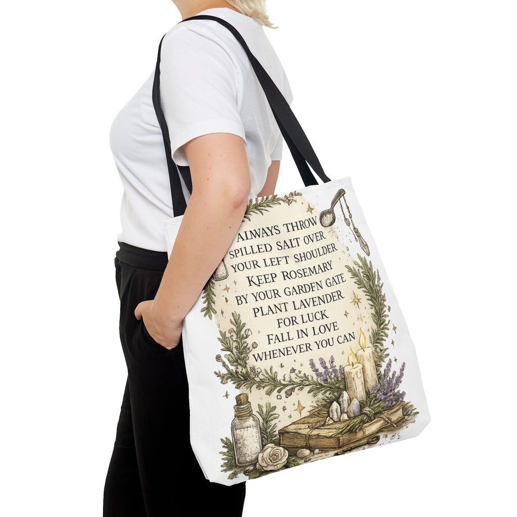 Witchy Spell Tote Bag — Botanical Herbs & Good Luck Charm Shopper