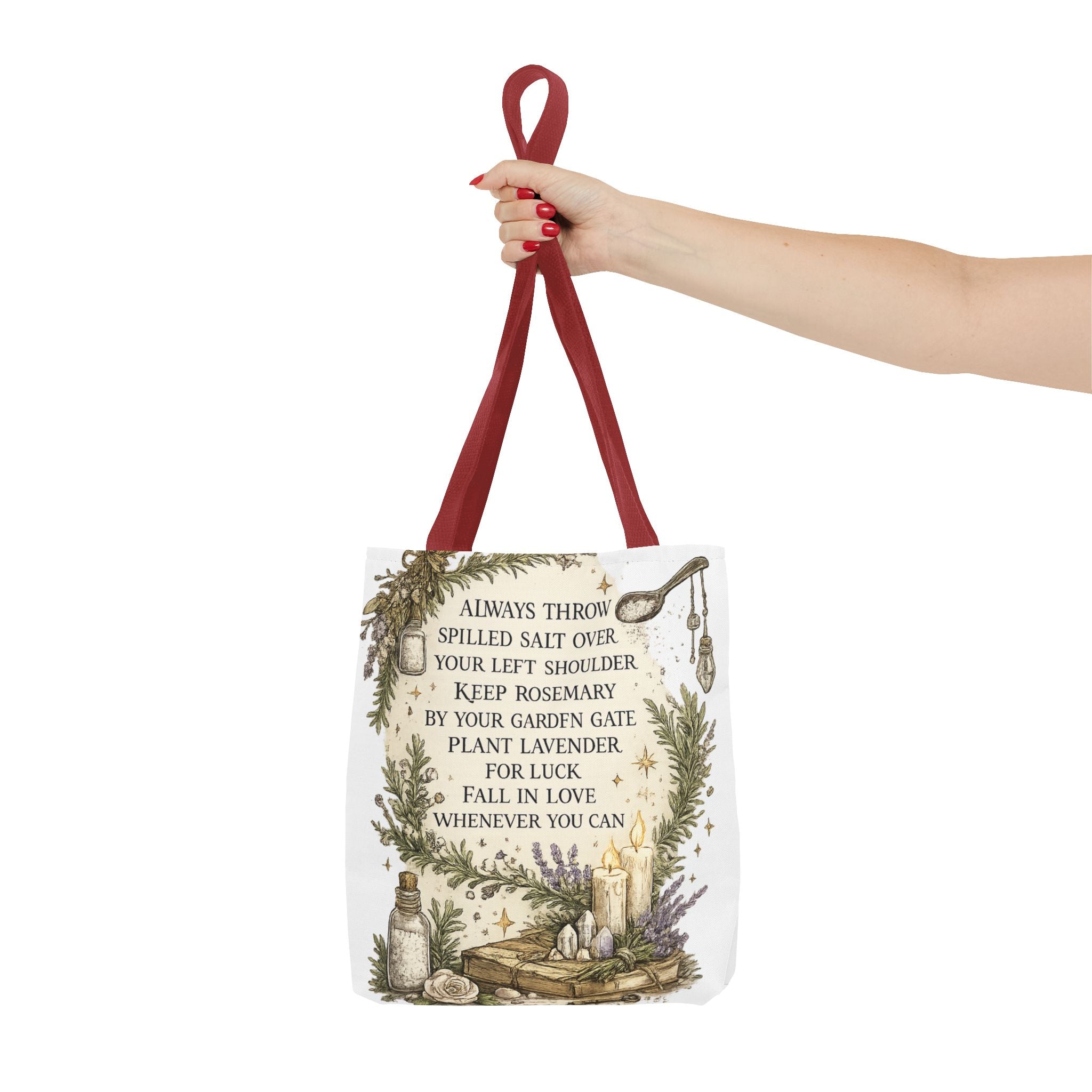 Witchy Spell Tote Bag — Botanical Herbs & Good Luck Charm Shopper