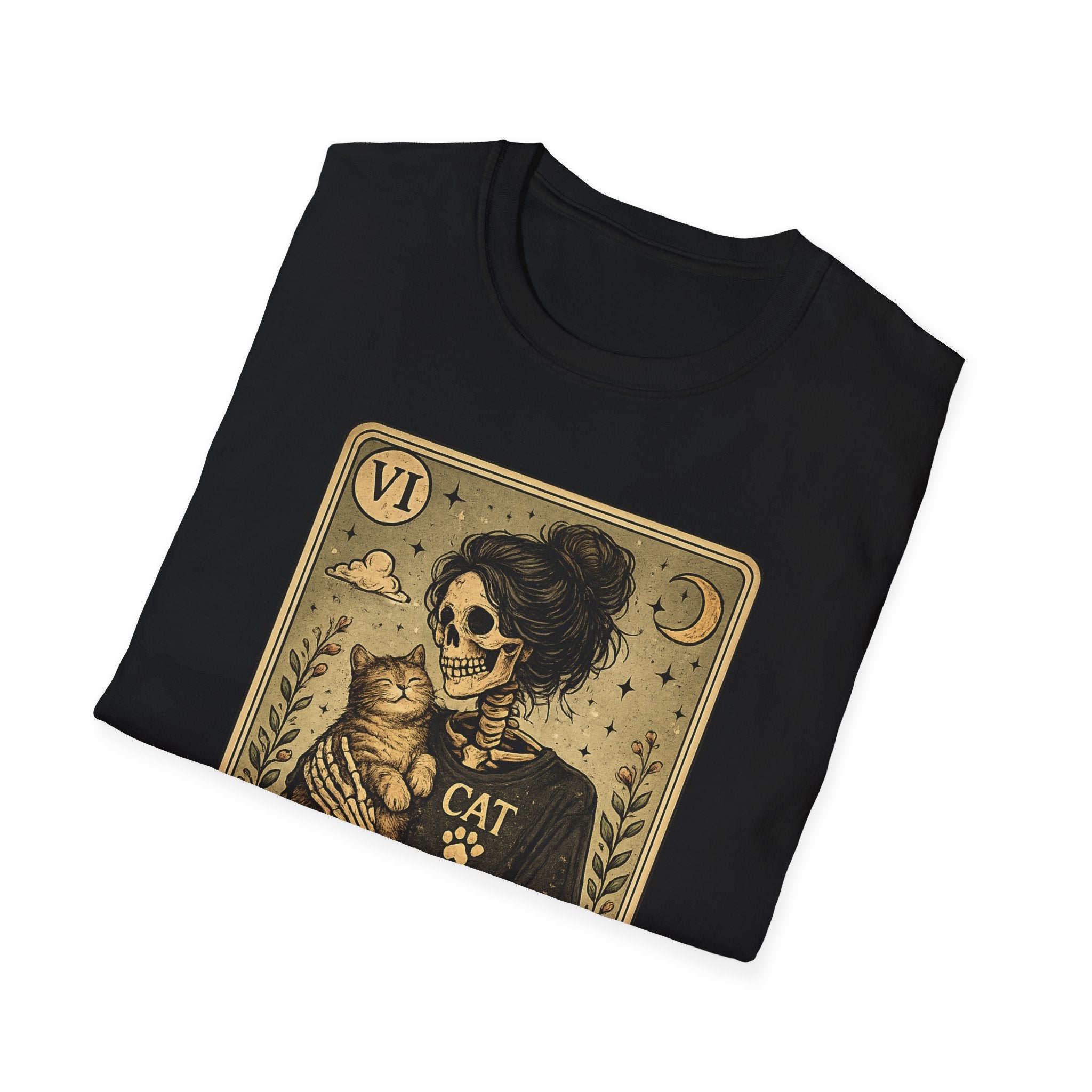 Cat Mom Tarot T‑Shirt — Gothic Skeleton Cat Mom Graphic Tee