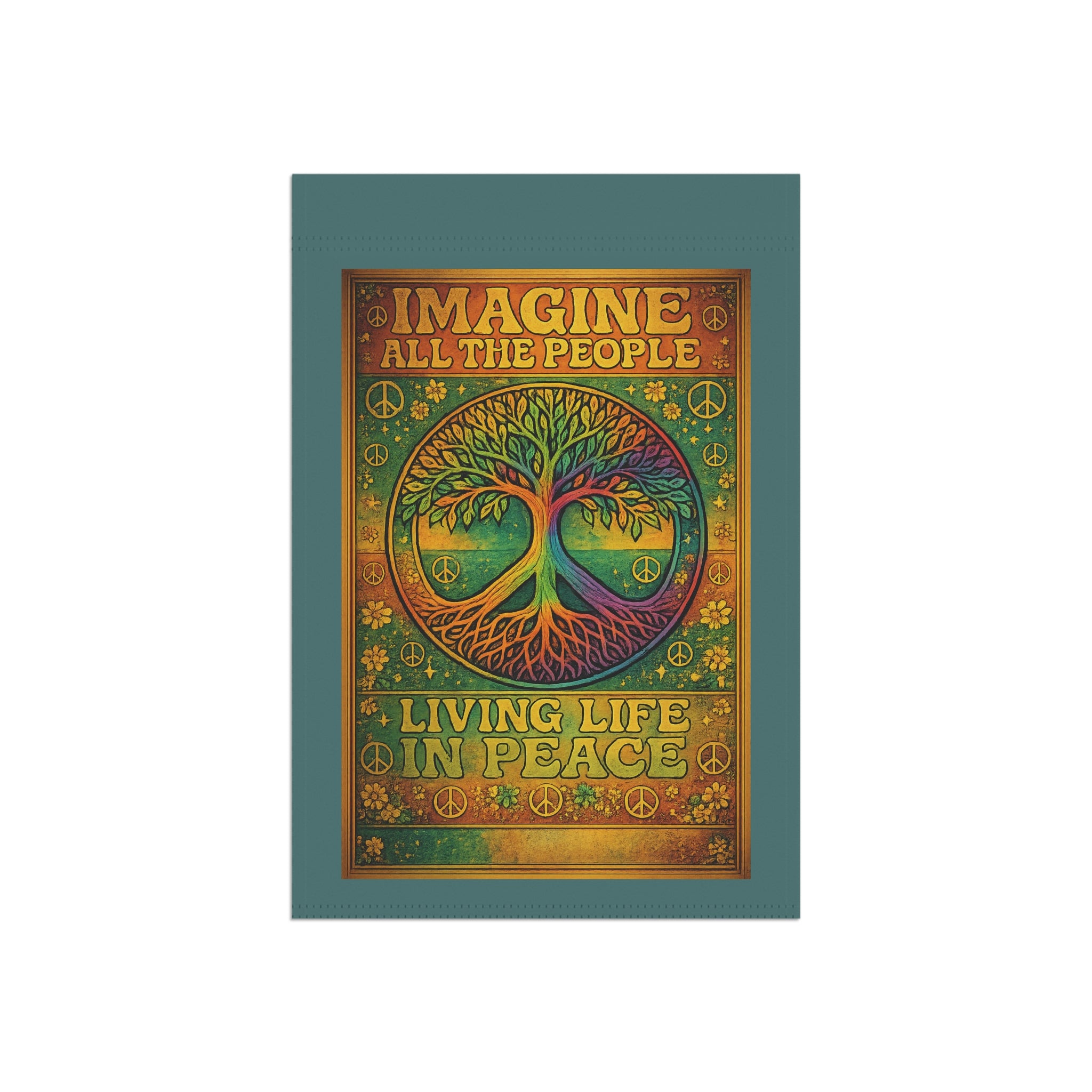 Imagine All The People Garden Flag — Living Life In Peace Peaceful Tree Yard Banner