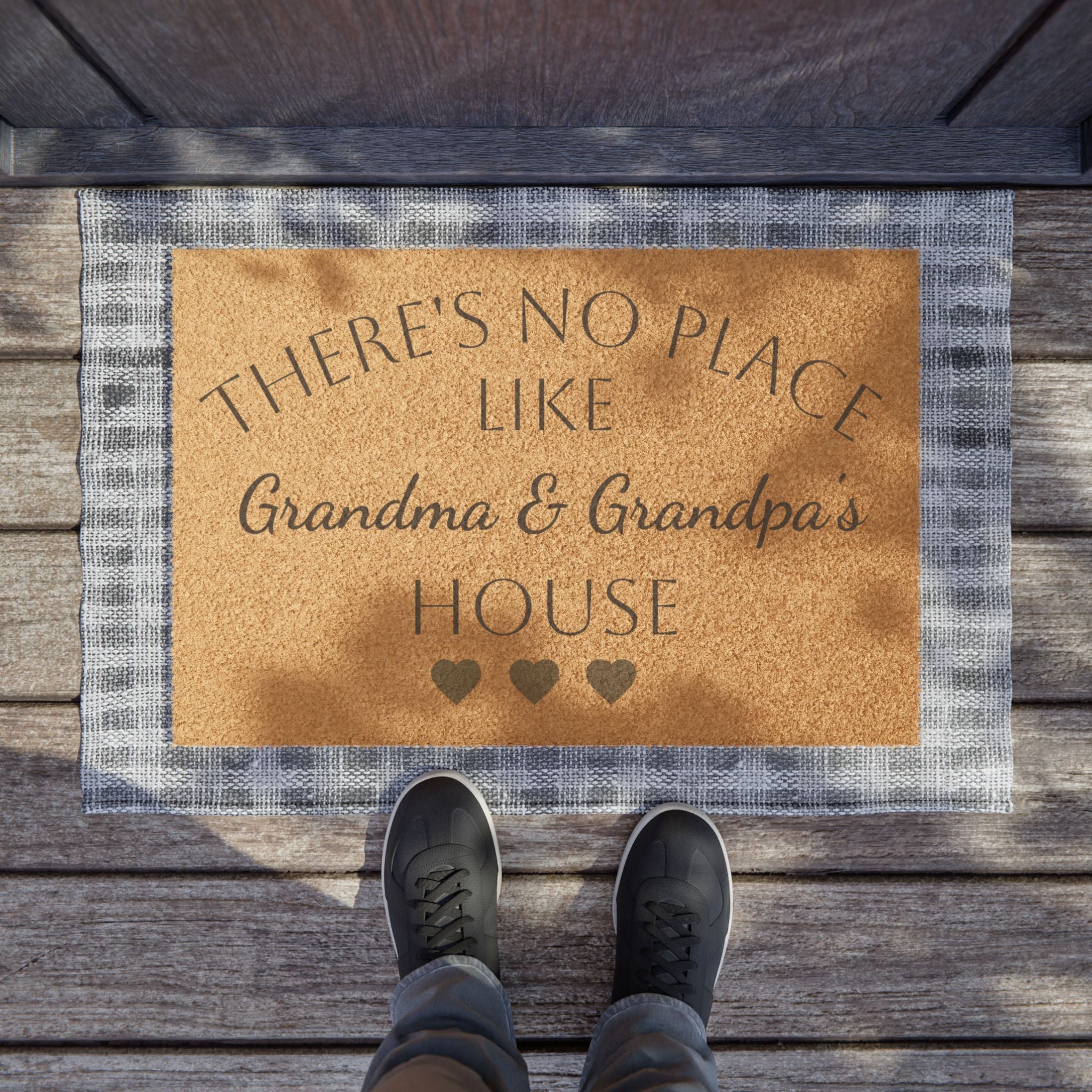 Doormat — "There's No Place Like Grandma & Grandpa's House" Personalized Welcome Mat