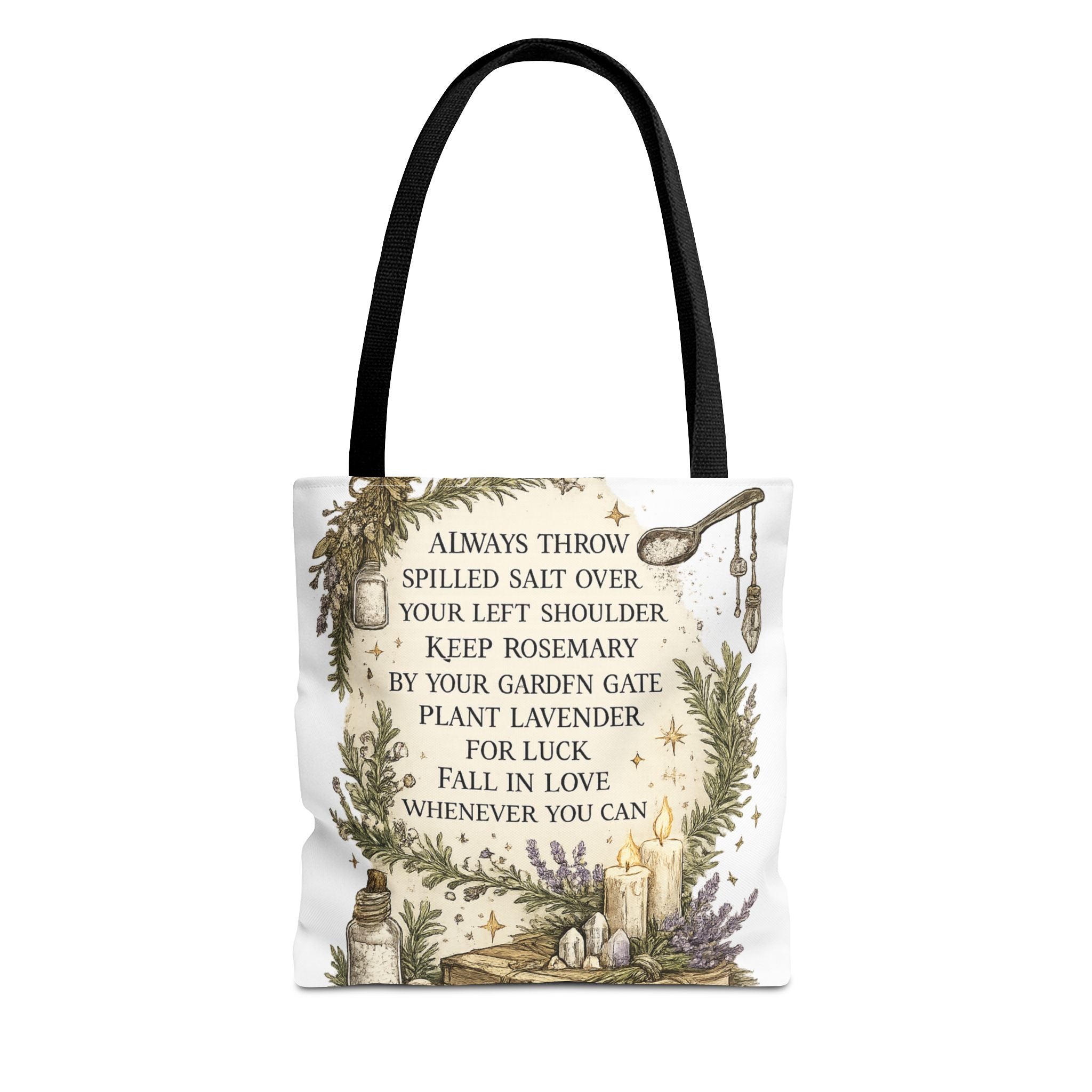 Witchy Spell Tote Bag — Botanical Herbs & Good Luck Charm Shopper