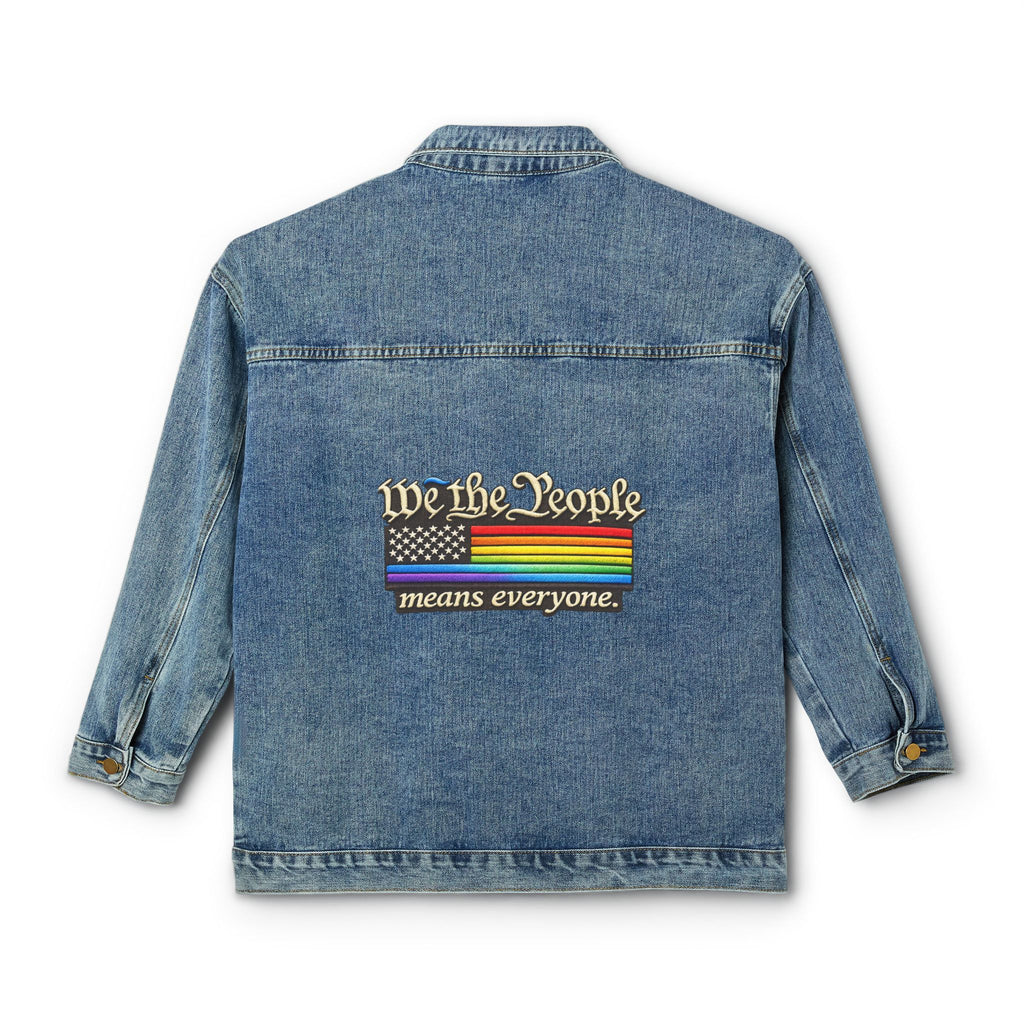 Denim Jacket — “We the People Means Everyone” Rainbow Flag Patch