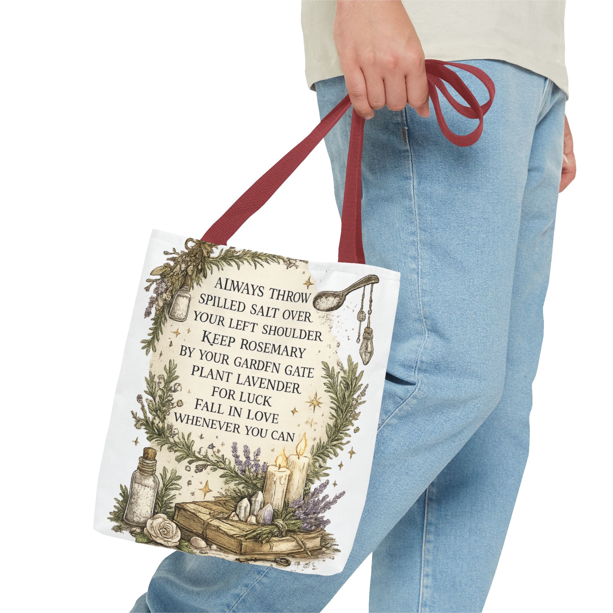 Witchy Spell Tote Bag — Botanical Herbs & Good Luck Charm Shopper