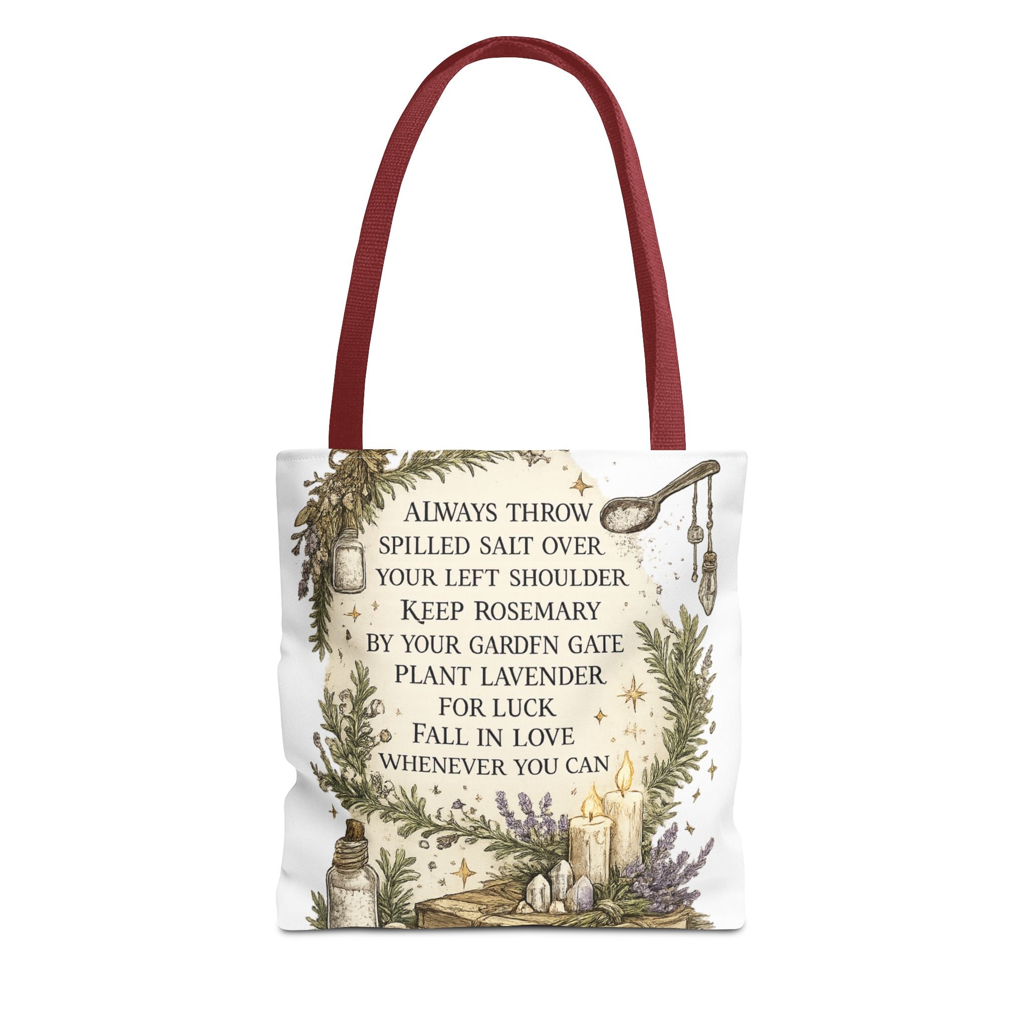 Witchy Spell Tote Bag — Botanical Herbs & Good Luck Charm Shopper