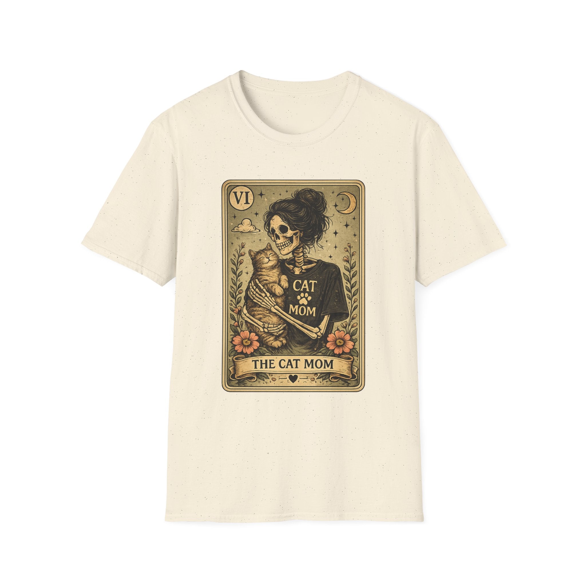 Cat Mom Tarot T‑Shirt — Gothic Skeleton Cat Mom Graphic Tee