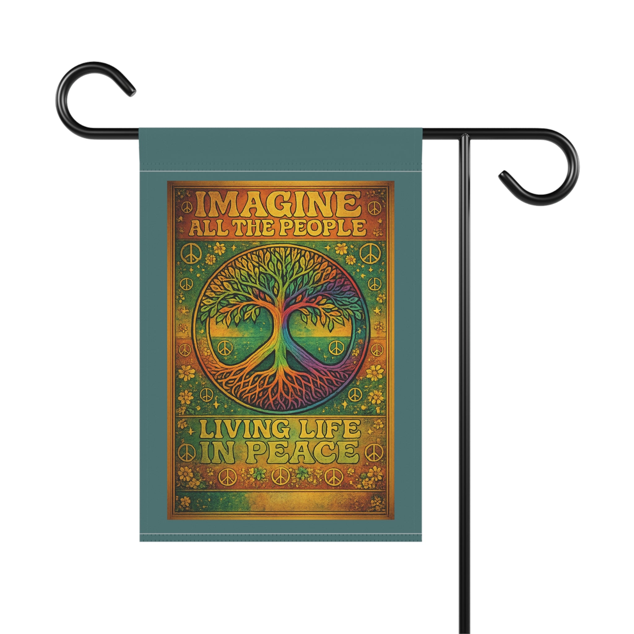 Imagine All The People Garden Flag — Living Life In Peace Peaceful Tree Yard Banner