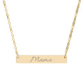 Engraved "Mama" Bar Necklace - Personalized Horizontal Name Pendant