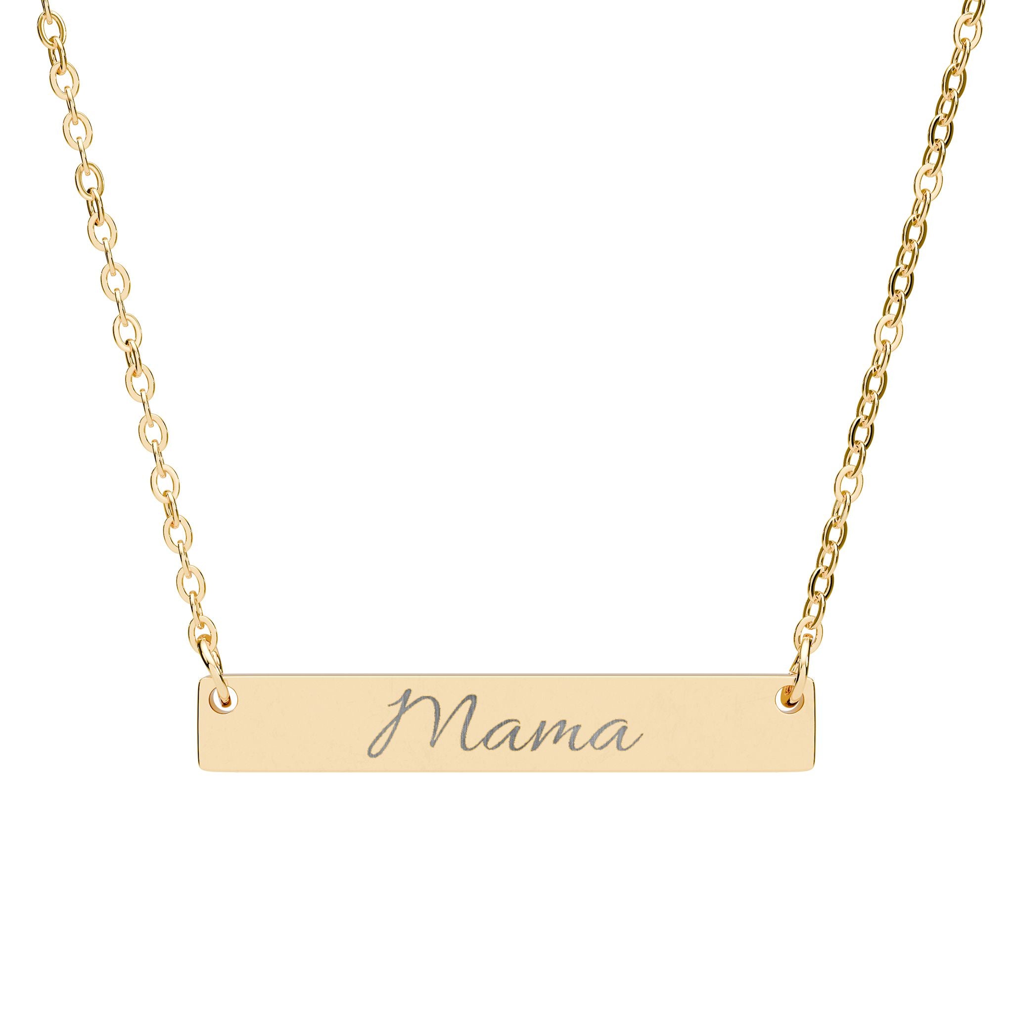 Engraved "Mama" Bar Necklace - Personalized Horizontal Name Pendant