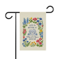 Garden Flag - "Life Is Better at Mom & Pop's House" Floral Cottage Welcome Banner
