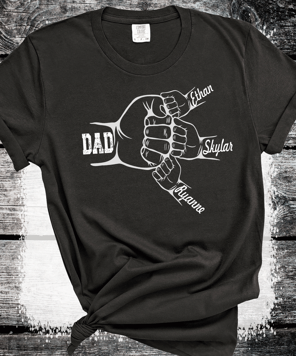 Comfort Colors®  Custom Dad Shirt with Kid Names, Father's Day Gift, New Dad Tshirt, Personalized Dad T-Shirt, Custom Kids Names Shirt, Fathers Day Shirt Fist Bump