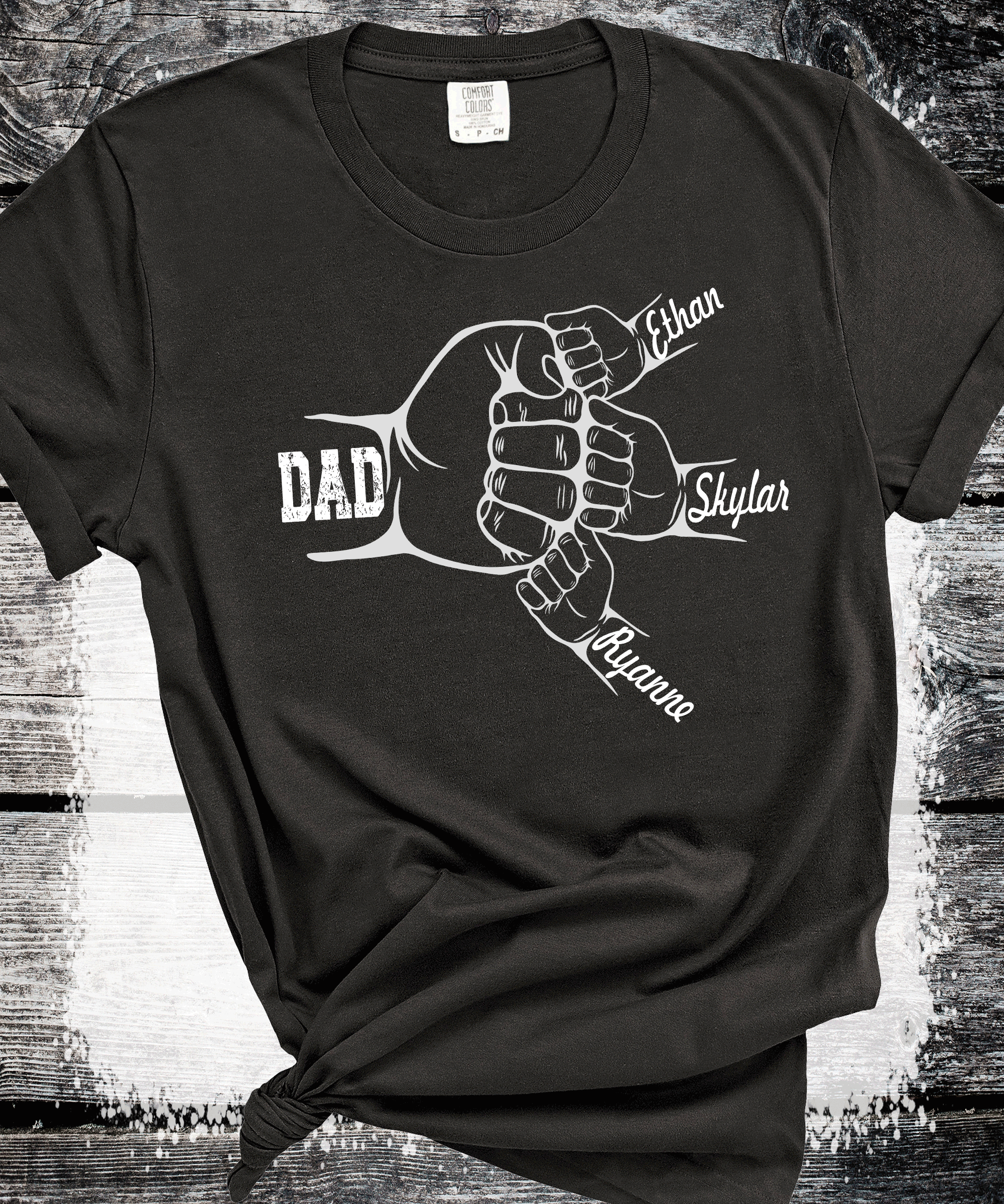 Comfort Colors®  Custom Dad Shirt with Kid Names, Father's Day Gift, New Dad Tshirt, Personalized Dad T-Shirt, Custom Kids Names Shirt, Fathers Day Shirt Fist Bump