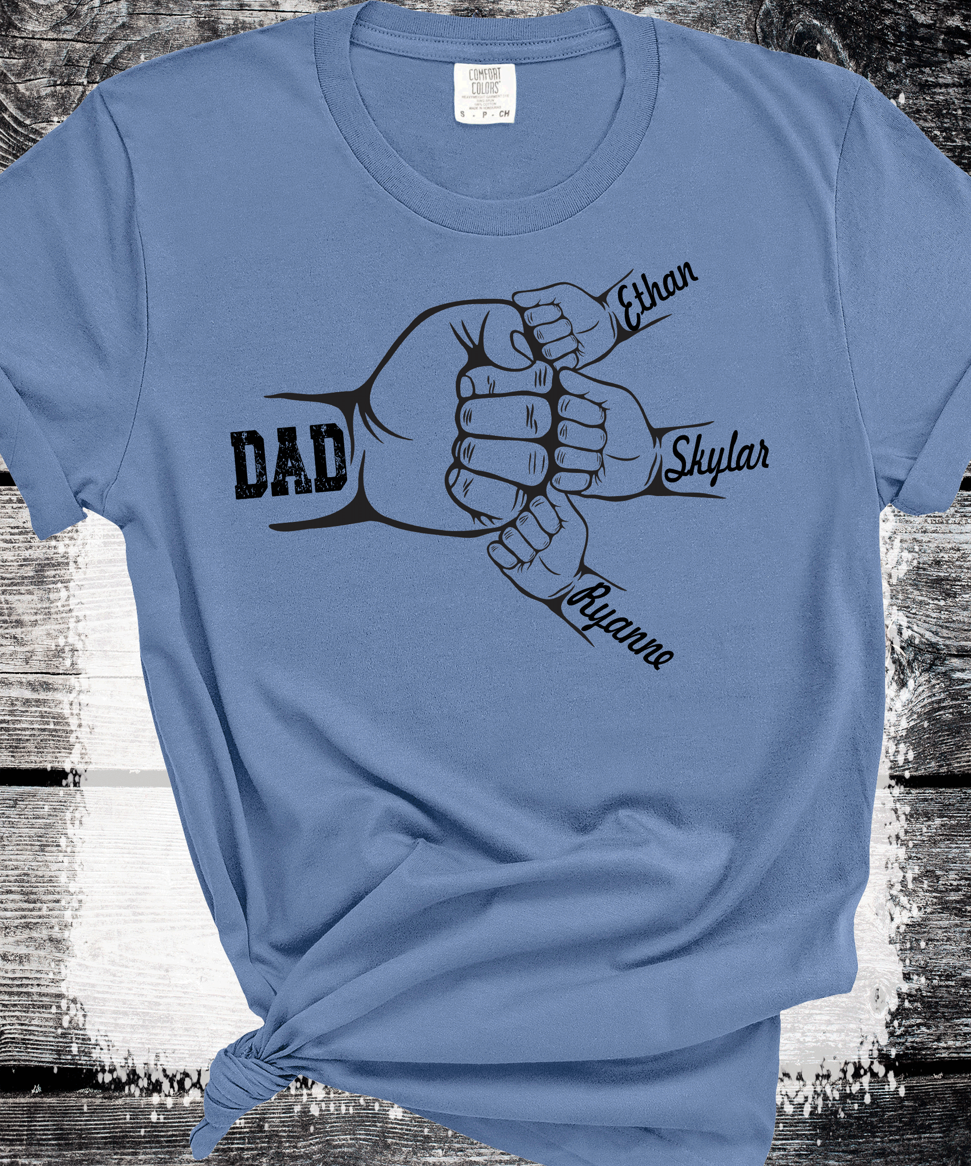 Comfort Colors®  Custom Dad Shirt with Kid Names, Father's Day Gift, New Dad Tshirt, Personalized Dad T-Shirt, Custom Kids Names Shirt, Fathers Day Shirt Fist Bump