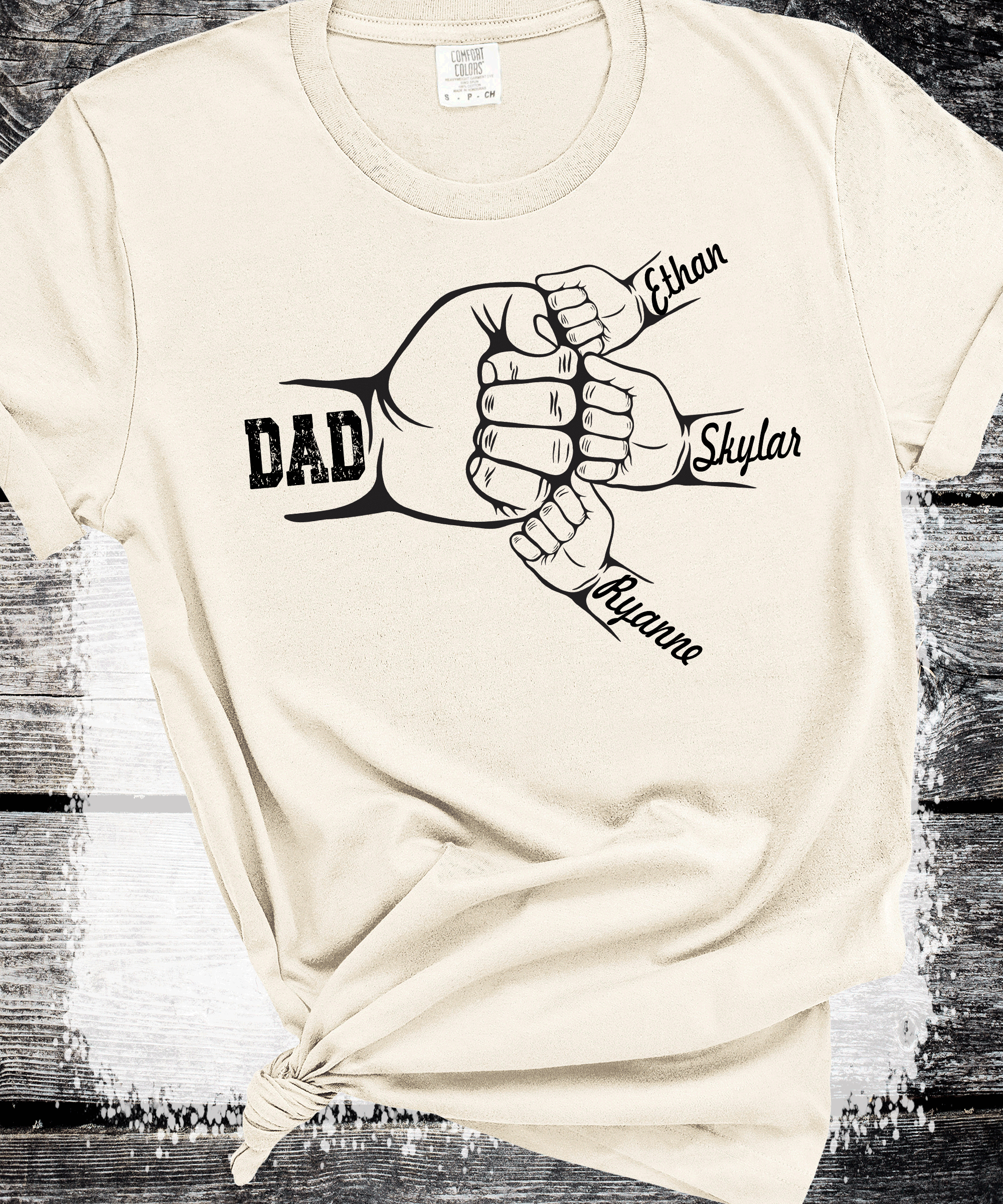 Comfort Colors®  Custom Dad Shirt with Kid Names, Father's Day Gift, New Dad Tshirt, Personalized Dad T-Shirt, Custom Kids Names Shirt, Fathers Day Shirt Fist Bump
