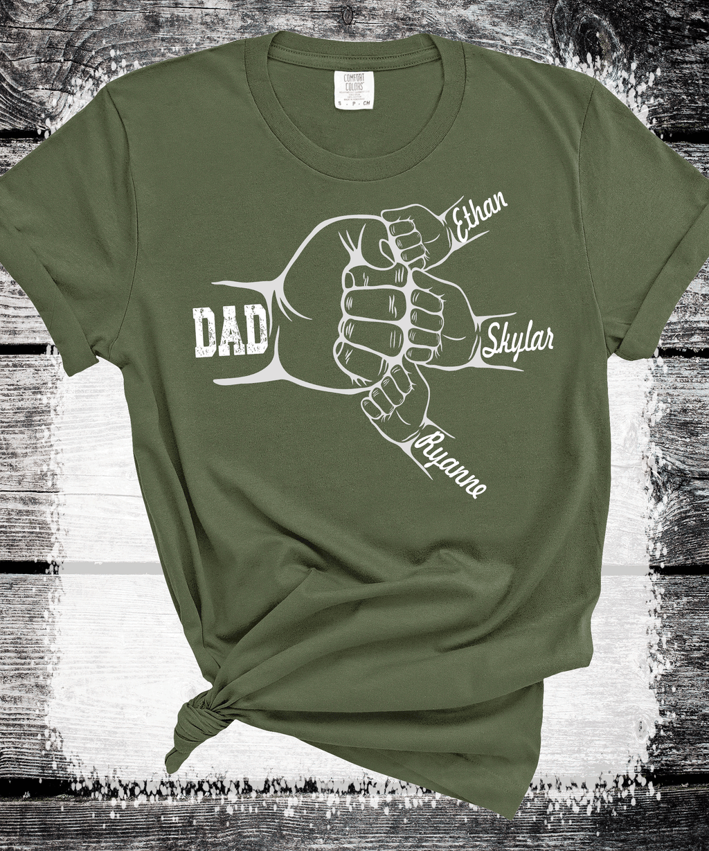 Comfort Colors®  Custom Dad Shirt with Kid Names, Father's Day Gift, New Dad Tshirt, Personalized Dad T-Shirt, Custom Kids Names Shirt, Fathers Day Shirt Fist Bump