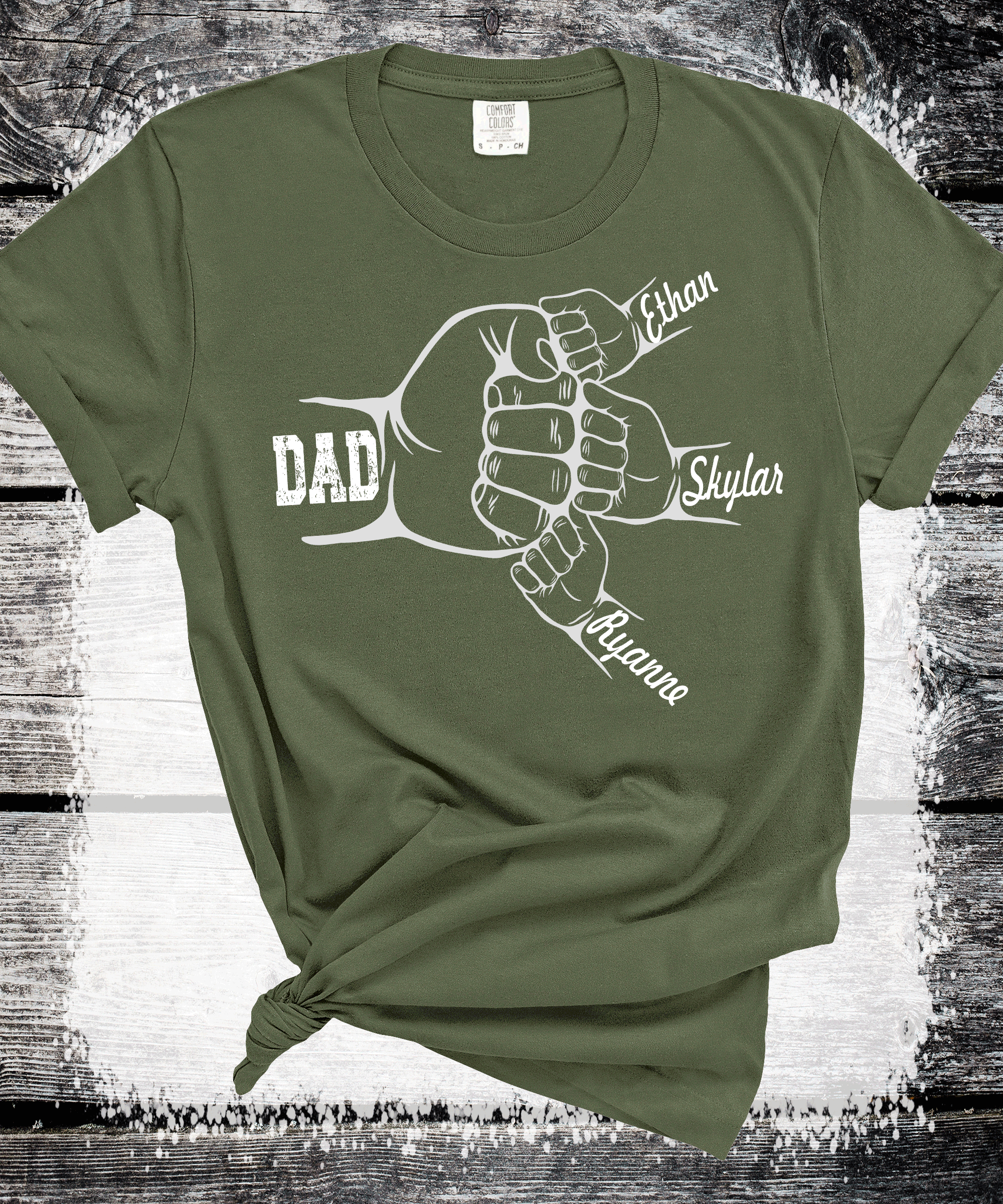 Comfort Colors®  Custom Dad Shirt with Kid Names, Father's Day Gift, New Dad Tshirt, Personalized Dad T-Shirt, Custom Kids Names Shirt, Fathers Day Shirt Fist Bump