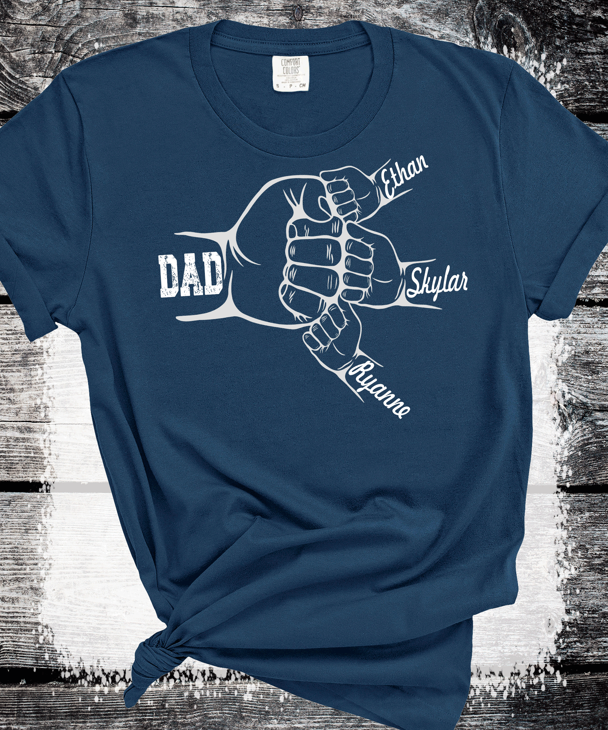 Comfort Colors®  Custom Dad Shirt with Kid Names, Father's Day Gift, New Dad Tshirt, Personalized Dad T-Shirt, Custom Kids Names Shirt, Fathers Day Shirt Fist Bump