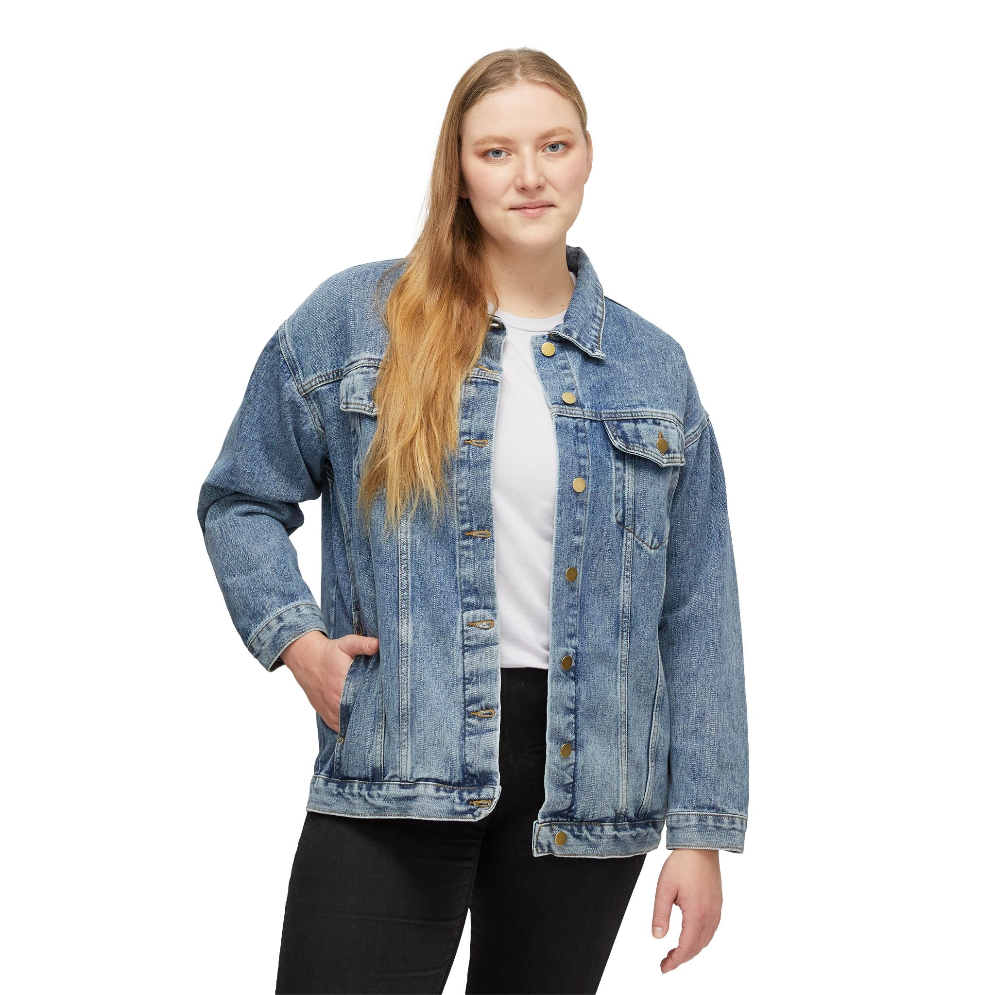 Denim Jacket — “We the People Means Everyone” Rainbow Flag Patch