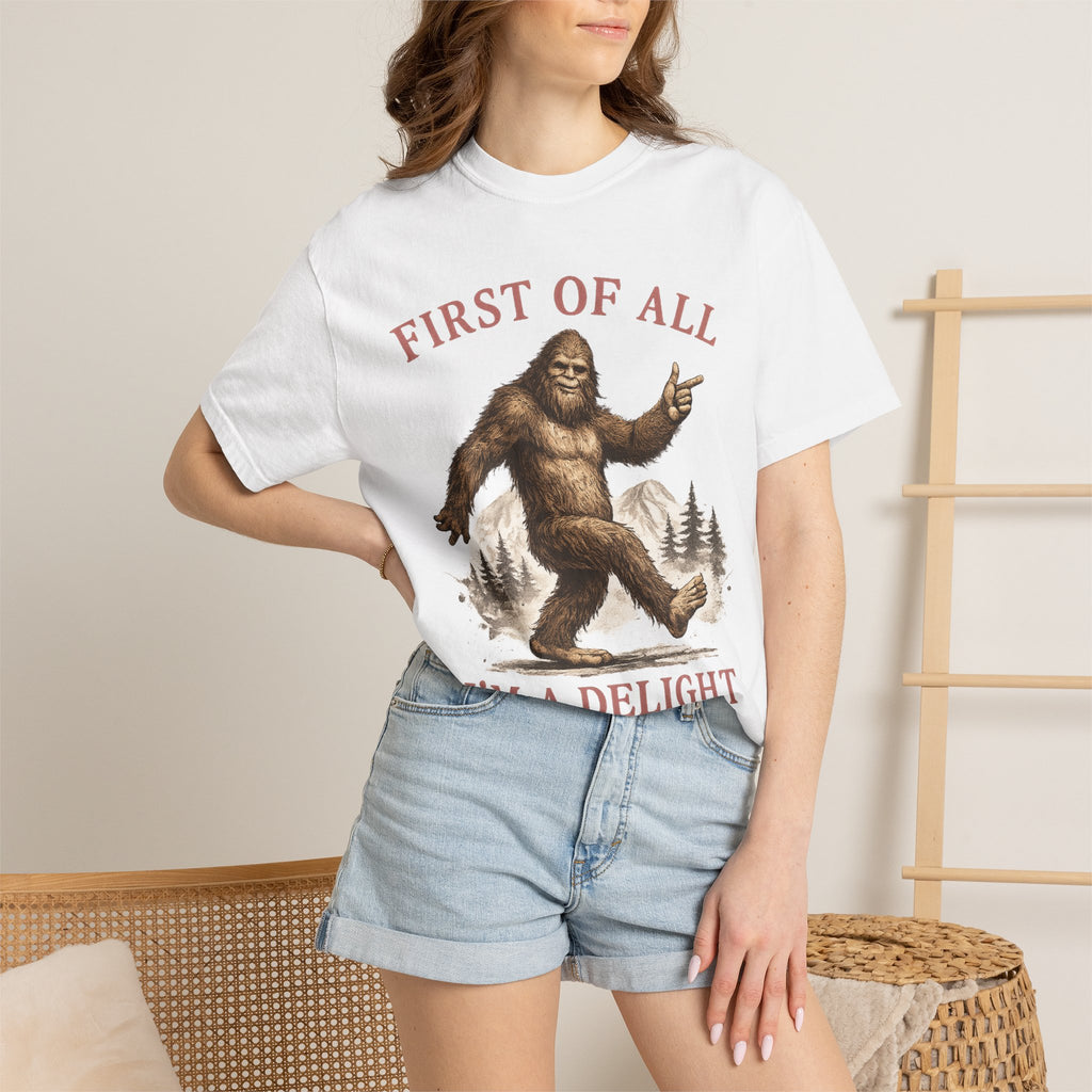 Vintage Sasquatch T-Shirt — "First of All, I’m a Delight" Graphic Tee