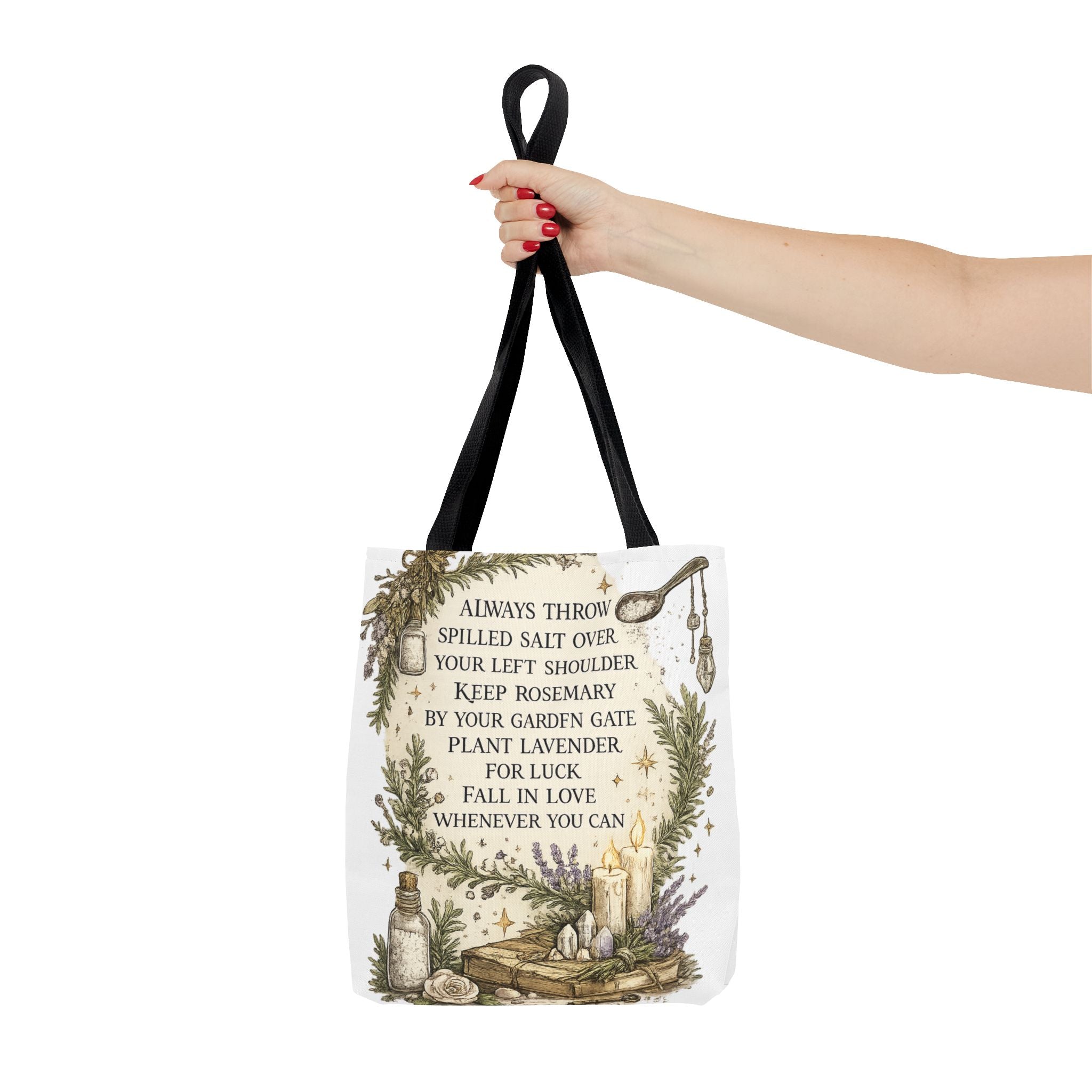 Witchy Spell Tote Bag — Botanical Herbs & Good Luck Charm Shopper