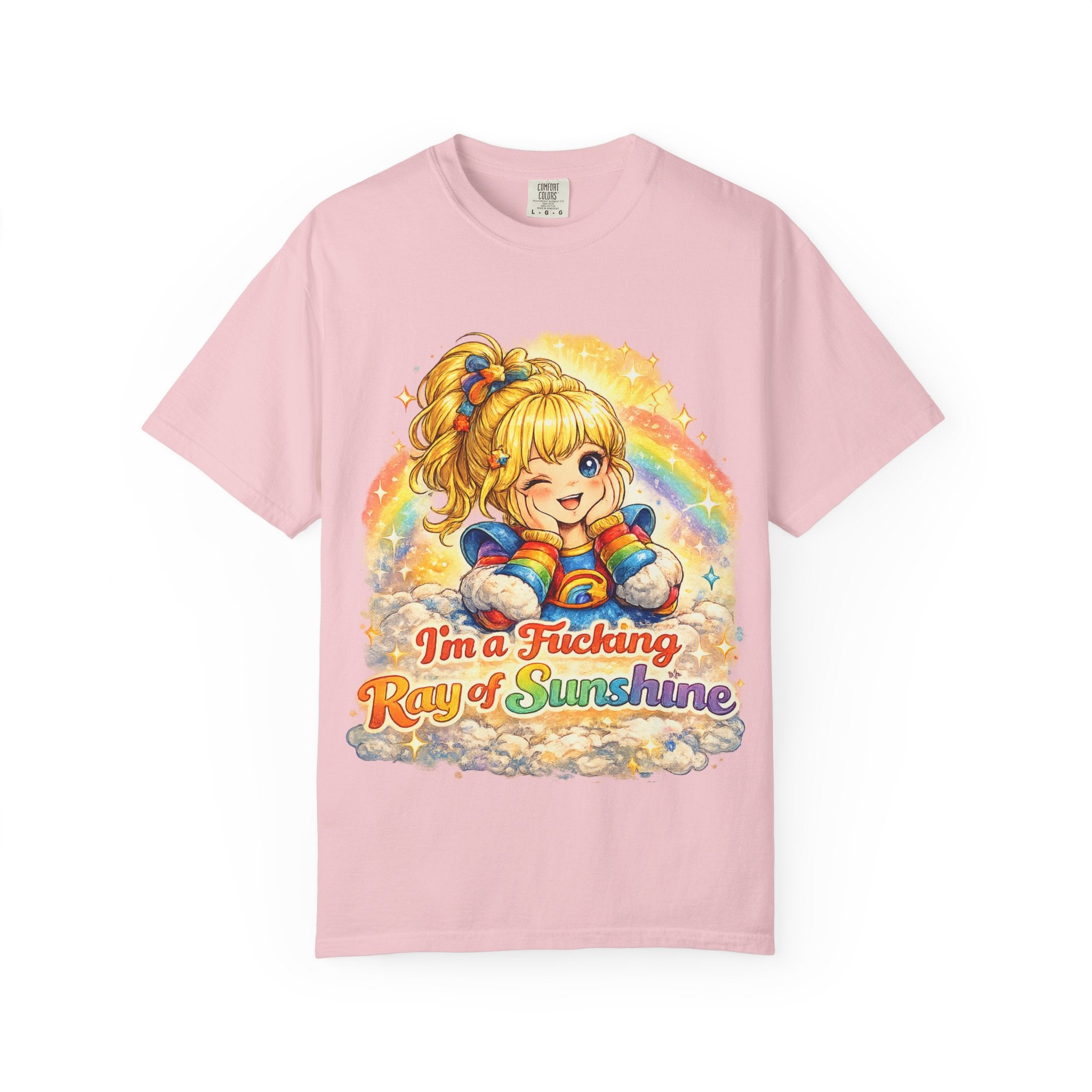Graphic T-Shirt — “I’m a Fucking Ray of Sunshine” Retro Rainbow Cute Girl Tee