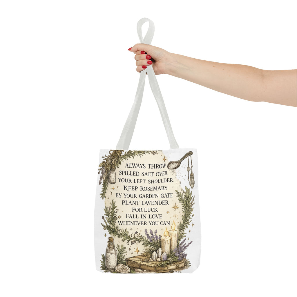 Witchy Spell Tote Bag — Botanical Herbs & Good Luck Charm Shopper