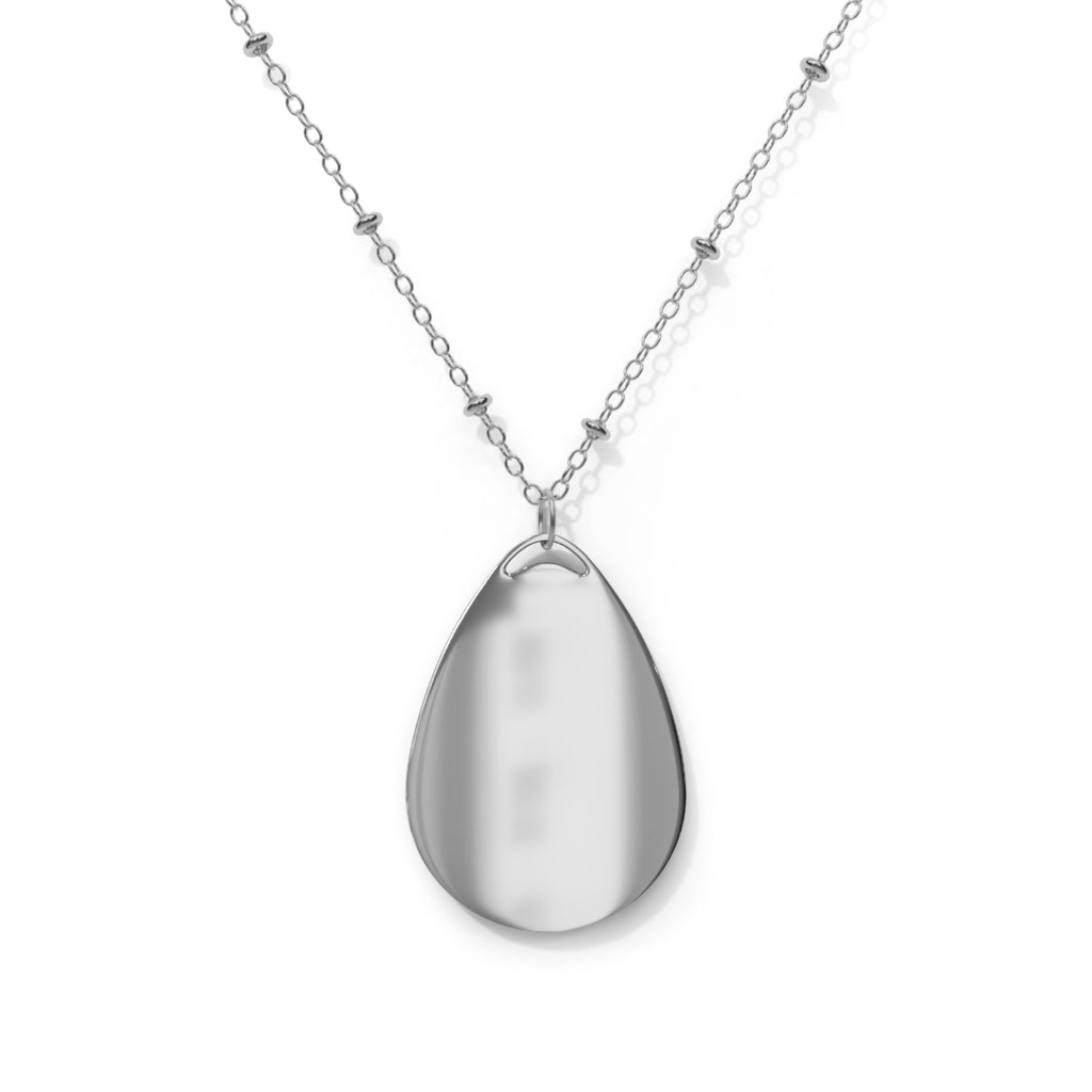 Oval Teardrop Pendant Necklace with Vintage Floral Poem Insert